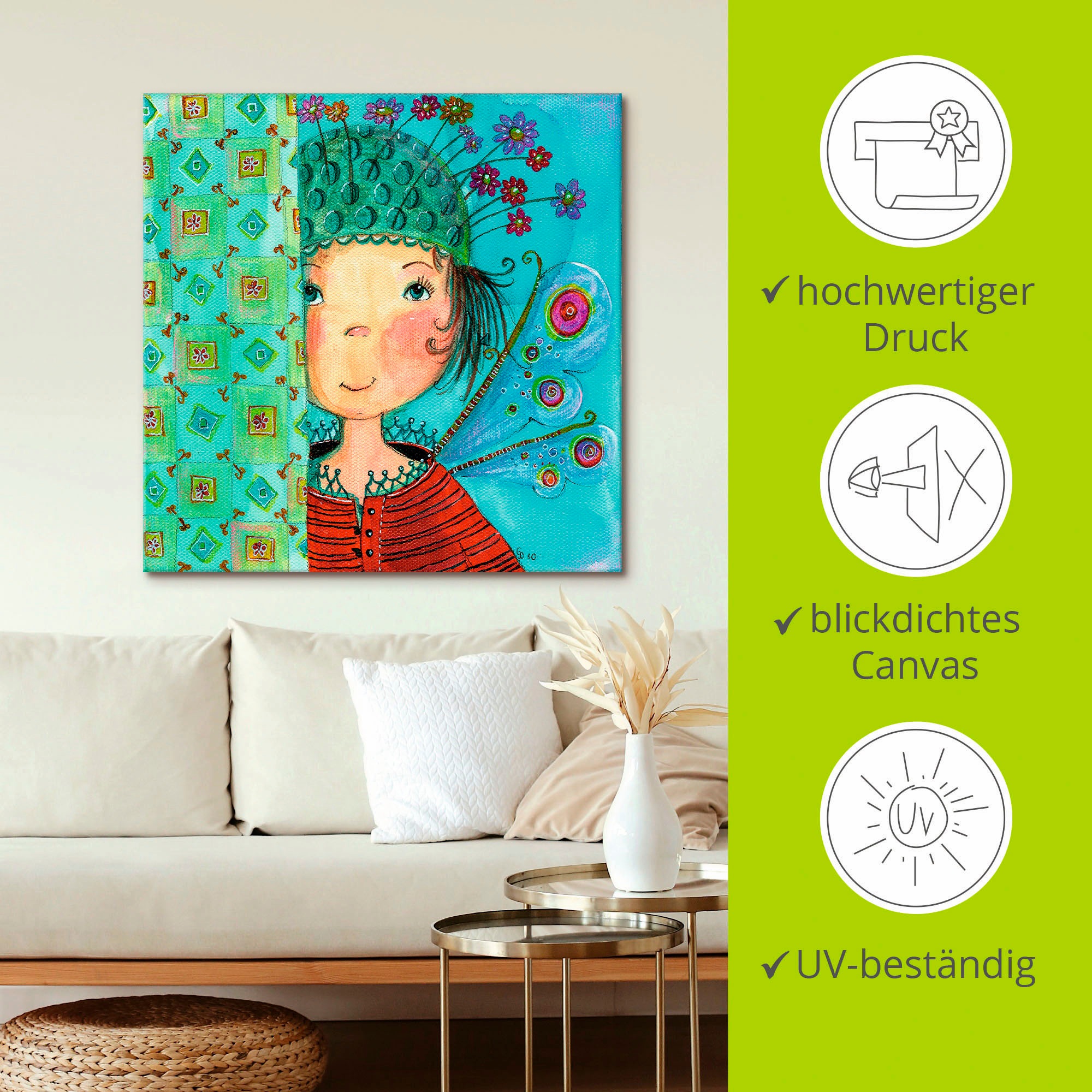 Artland Wandbild »Engelchen versteckt sich«, Kinder, (1 St.), als Leinwandbild, Poster in verschied. Größen