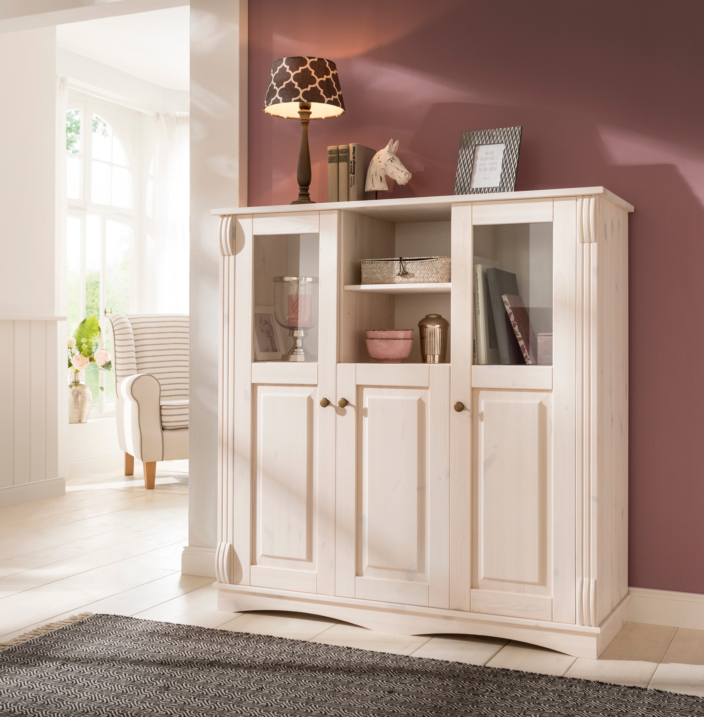 Home affaire Highboard "Teresa", (Maße (B/T/H): 119/40/120 cm), Vitrine, Tü günstig online kaufen