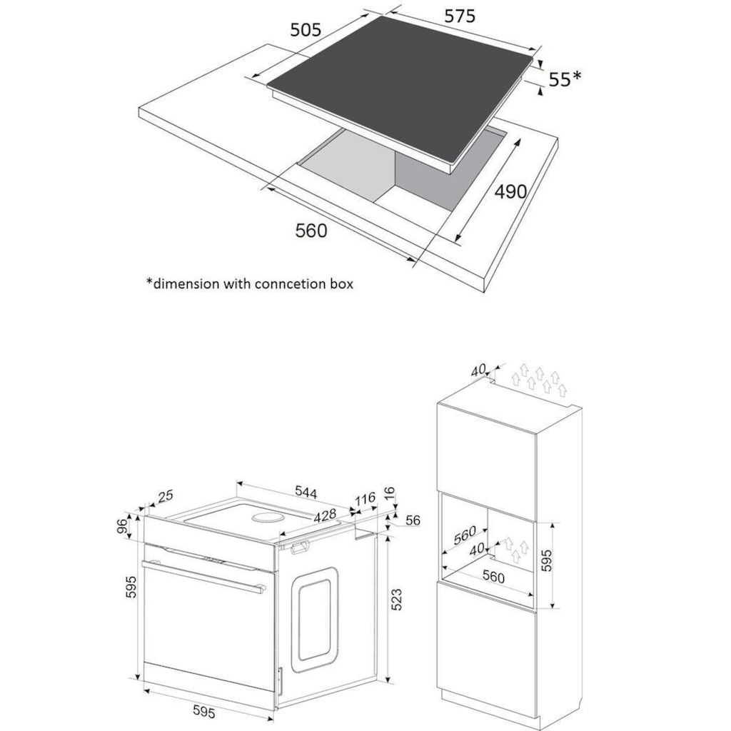 Amica Backofen-Set »BOXI 955 000 E«, BOXI 955 000 E, mit 2-fach-Teleskopauszug