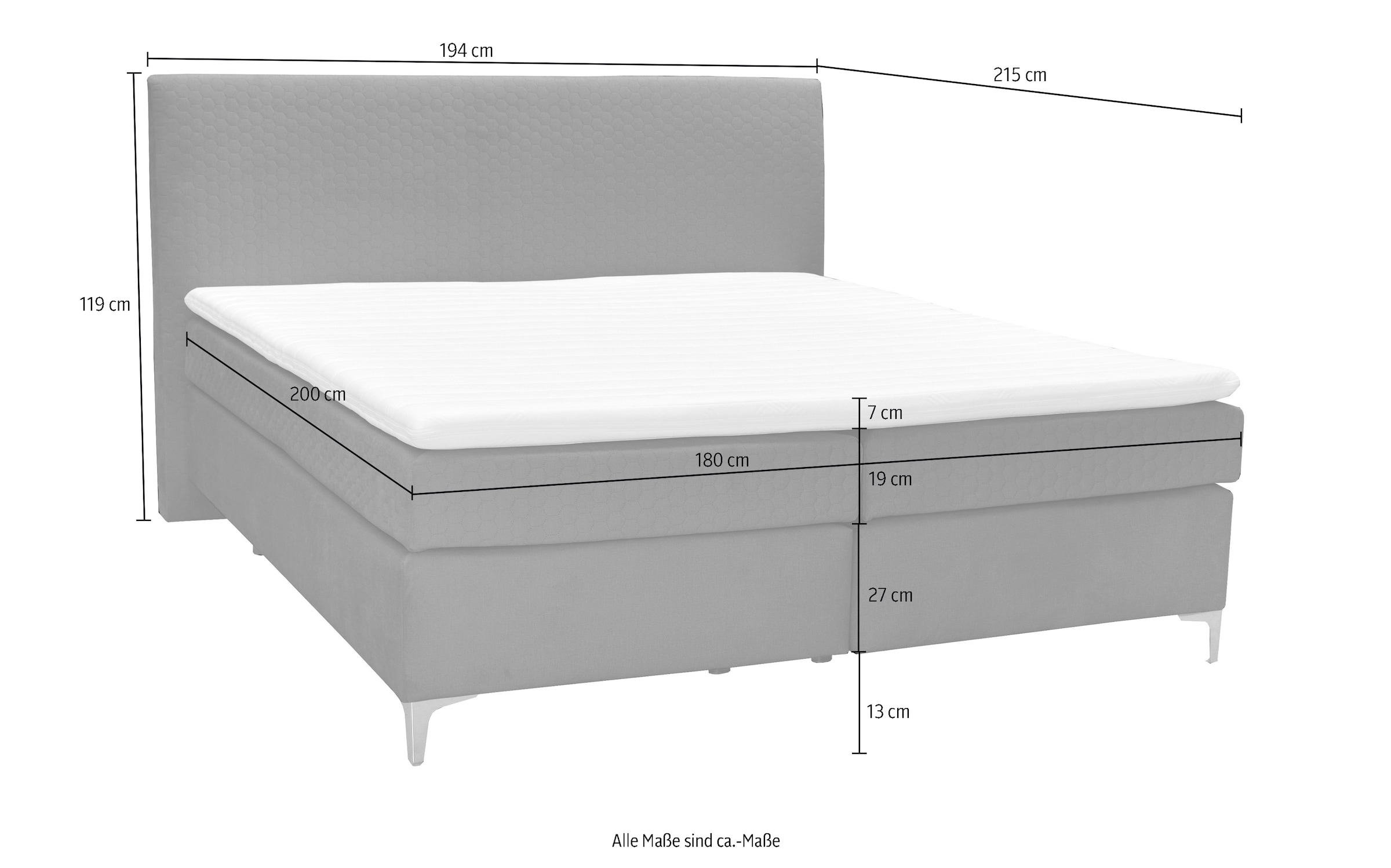 alina Boxspringbett »Pamir« inklusive Matratze und Topper, in diversen Ausführungen