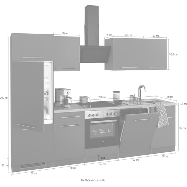 wiho Küchen Küchenzeile »Unna«, ohne E-Geräte, Breite 280 cm kaufen | BAUR