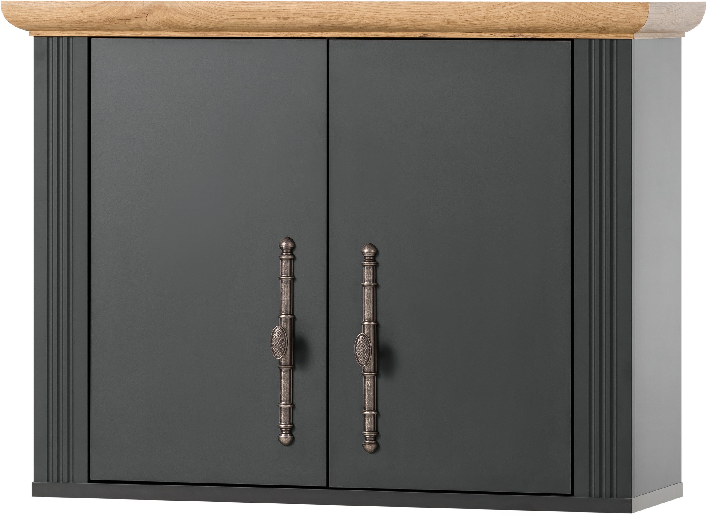 KOCHSTATION Küchenzeile »KS-Westminster, Pantryküche im Landhaus Stil, hochwertige Metallgriffe«, (Set), Breite 164 cm, Kommode, Wandpaneel, Hängeschrank und Herdumbau