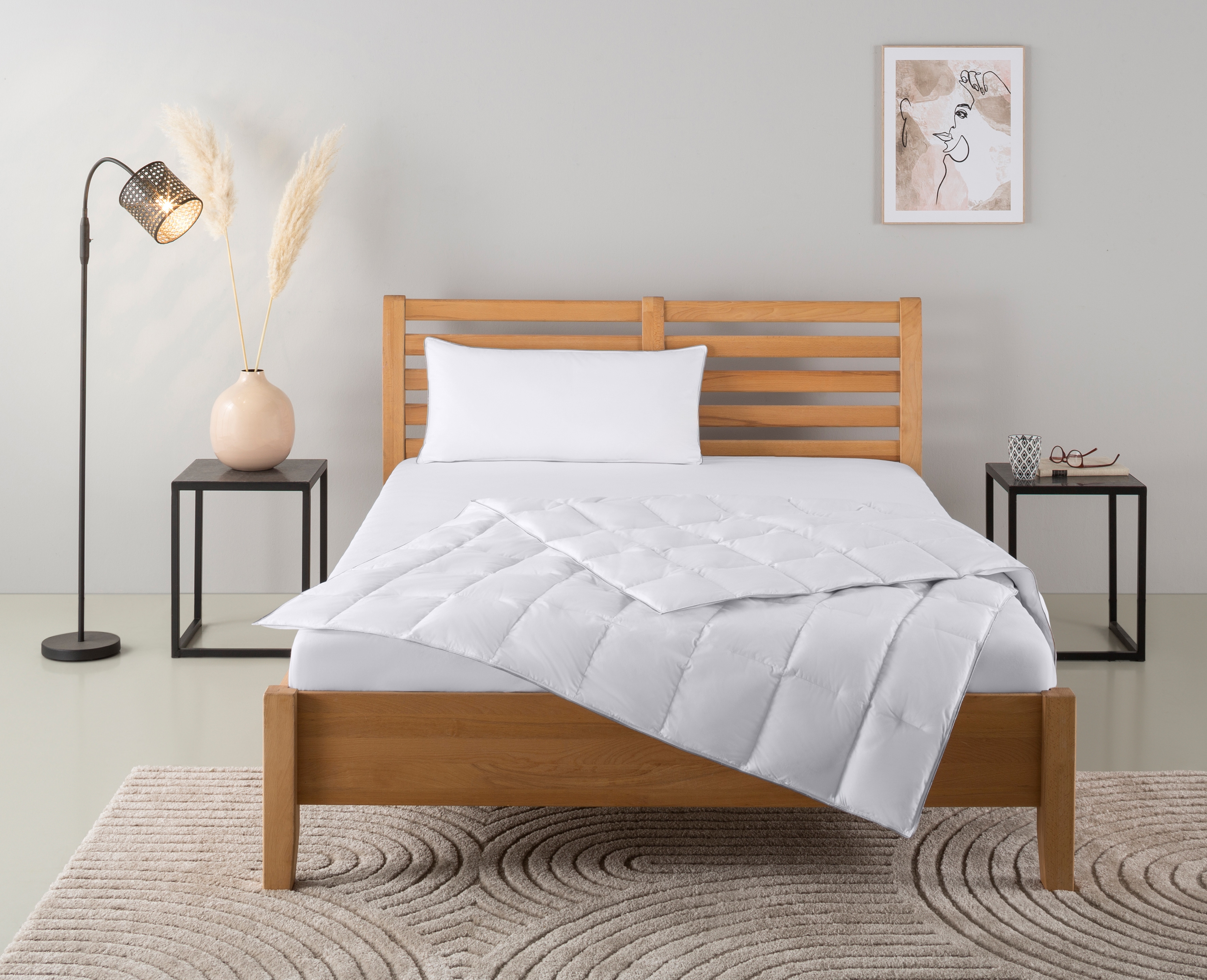 OTTO home Daunenbettdecke + Kopfkissen "Moulle, Bettdecke in 135x200 cm, 155x220 cm, 2-tlg." Set mit Kissen 40x80 cm, 80x80 cm, Sommer, Winter, Made in Germany
