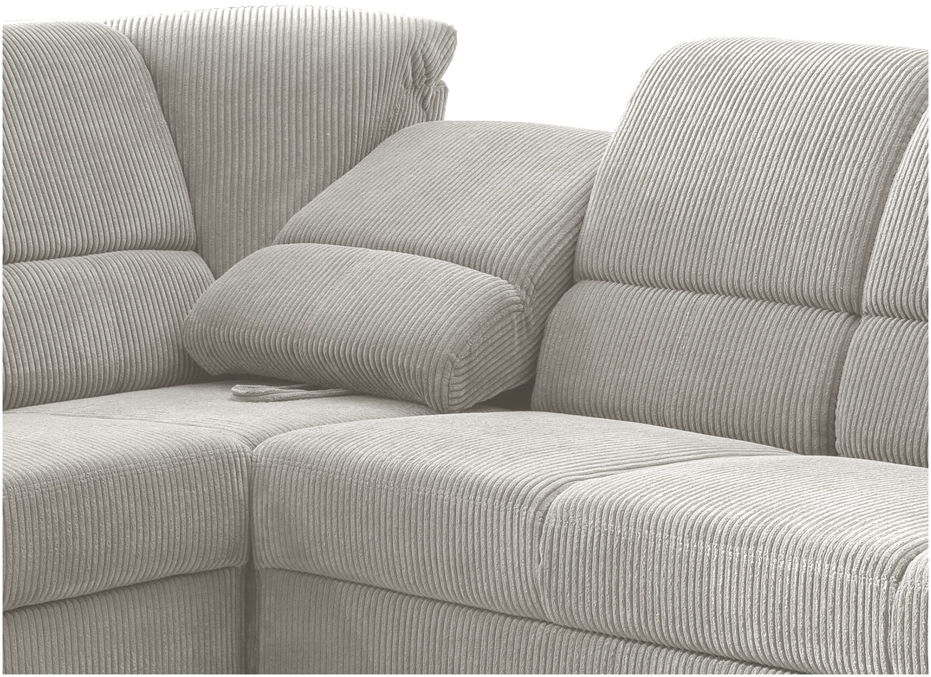 Home affaire Ecksofa »Pisa L-Form, mit Schlaffunktion, Stauraum, 2x höhenverstellbare«, Kopfstützen und Relaxfunktion im Eckelement