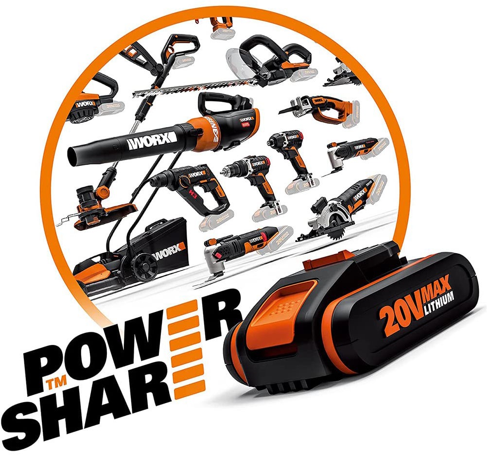 Worx Akku-Ladestation »Dual-Ladegerät WA3883«, 2000 mA, für alle WORX PowerShare Akkus, gleichzeitige Aufladen von 2 Akkus