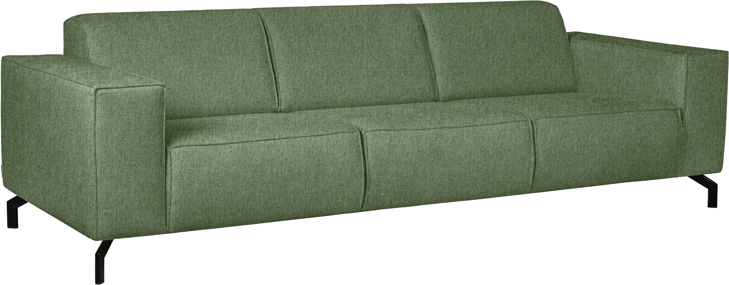 Home affaire 3-Sitzer »Lorcan 257 cm, weiches Sitzgefühl« mit schwarzen Metallfüßen, Lederoptik und in weichem Strukturstoff