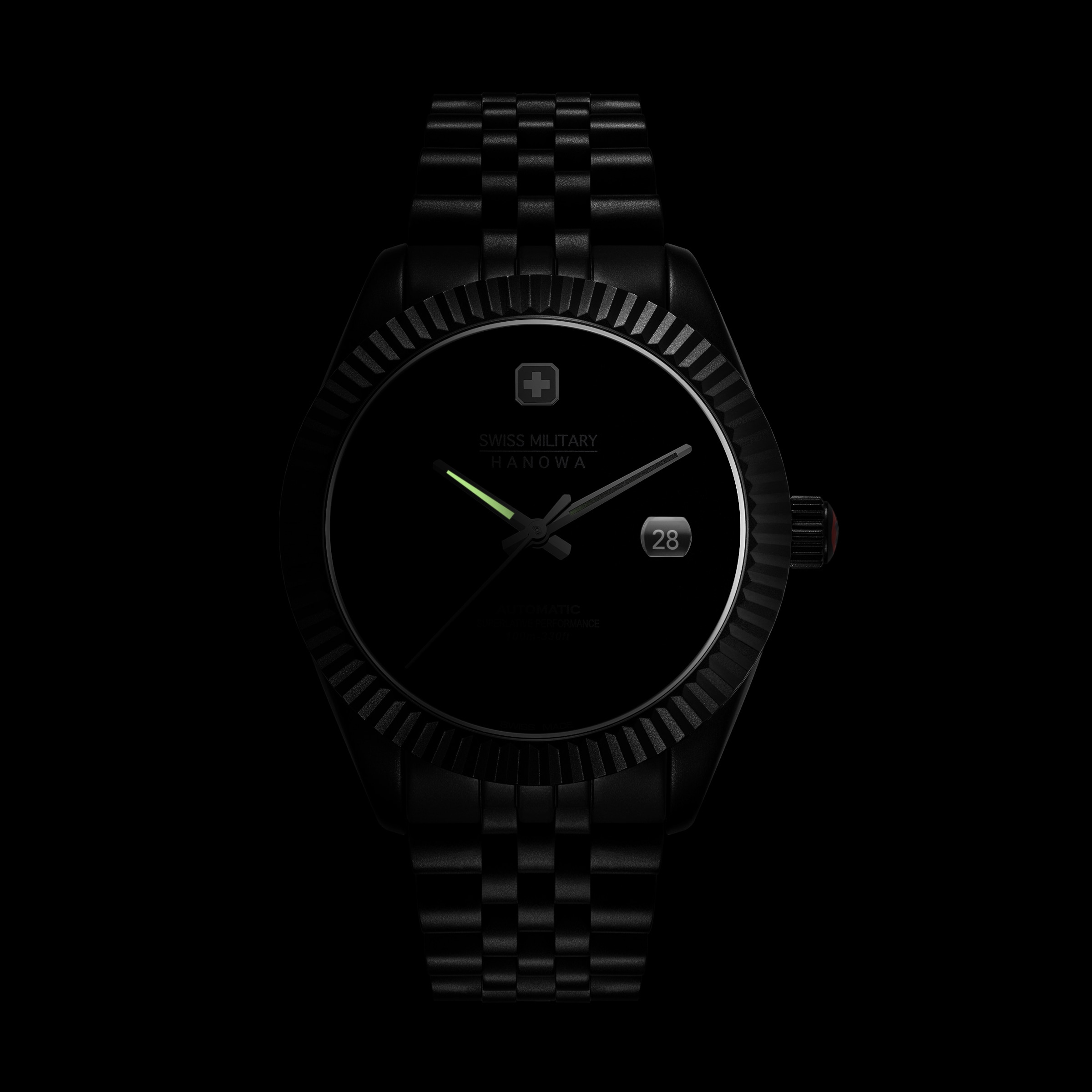 Swiss Military Hanowa Automatikuhr »Dark Night« Armbanduhr, Herrenuhr, Swiss Made, Mechanische Uhr, Edelstahlarmband