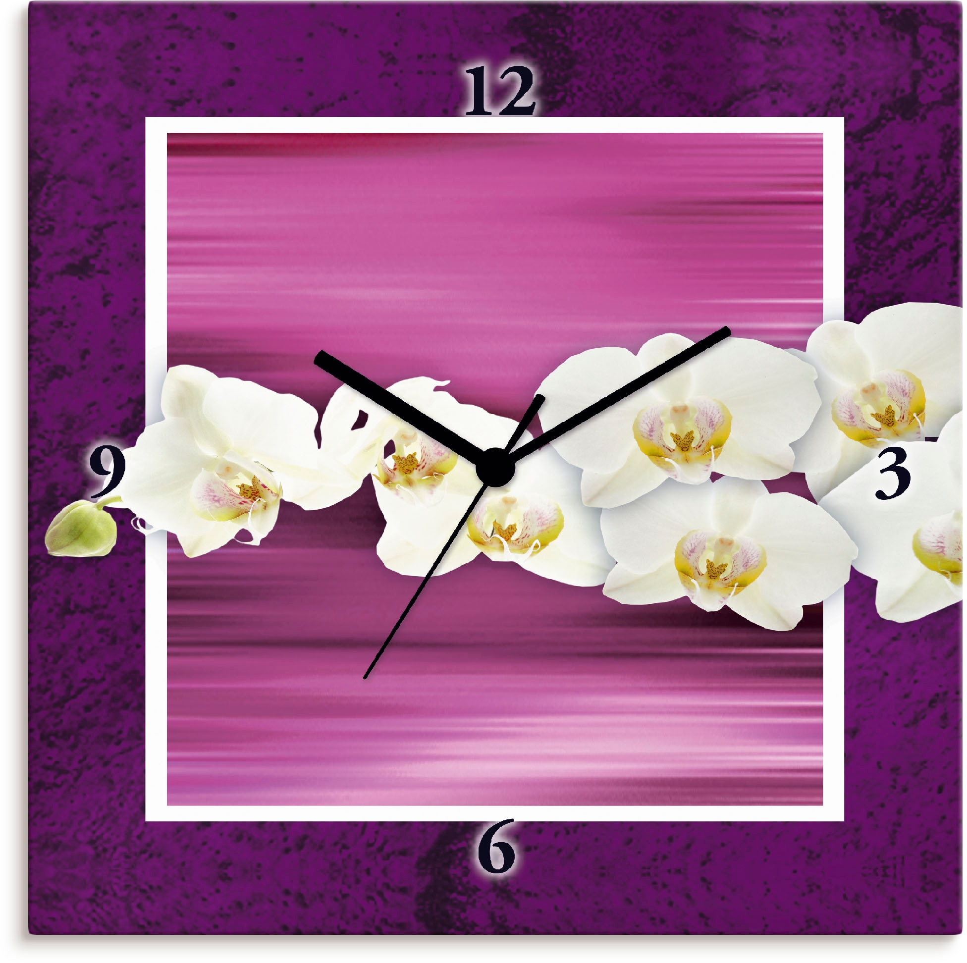 heute beliebt Artland Wanduhr »Orchideen mit | Tickgeräusche wahlweise lautlos ohne Funkuhrwerk, Quarz- - violett«, BAUR oder