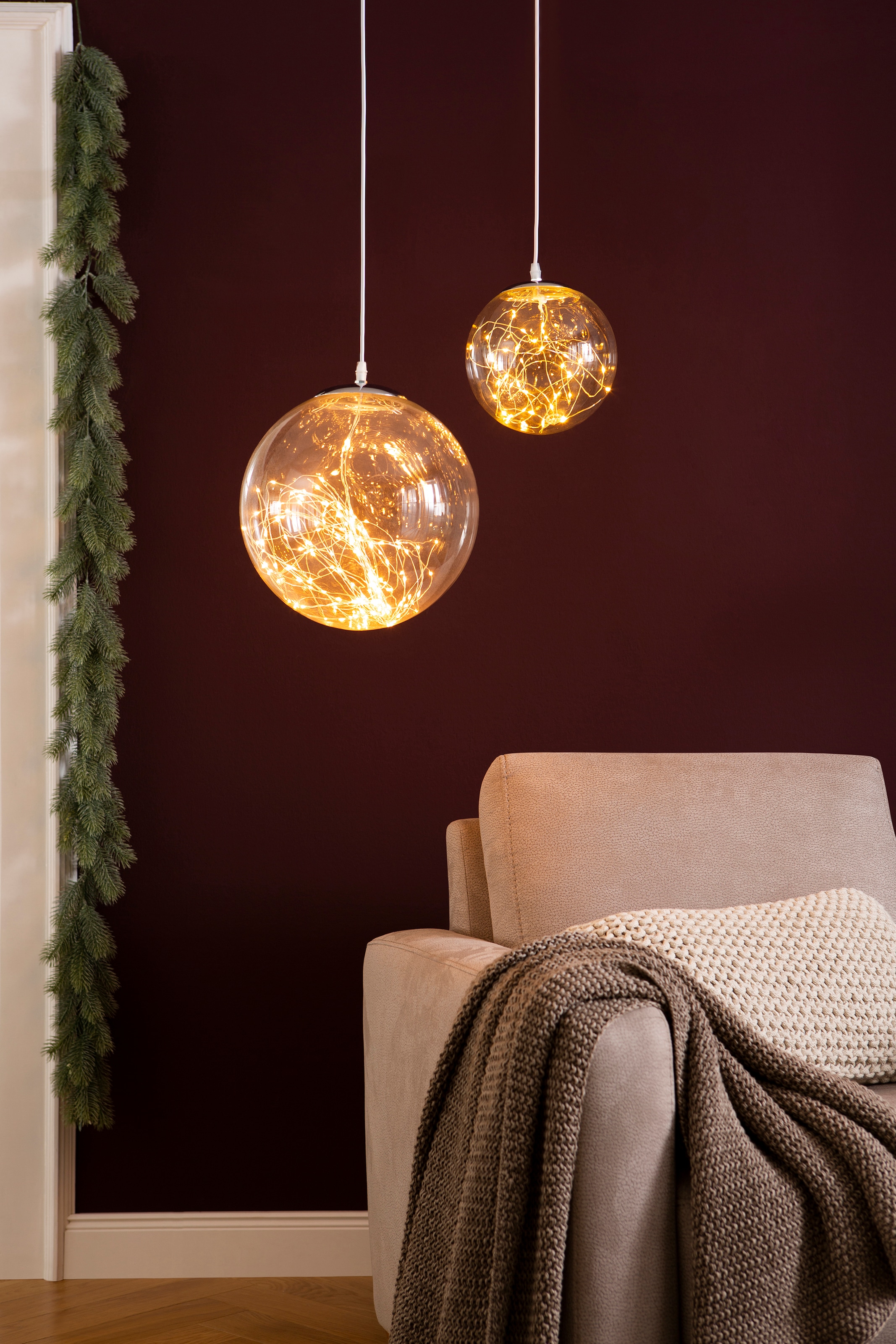 Kugel Weihnachtsdeko Lichterglanz, aussen Glas, Dekolicht, | aus BAUR Design AM LED LED