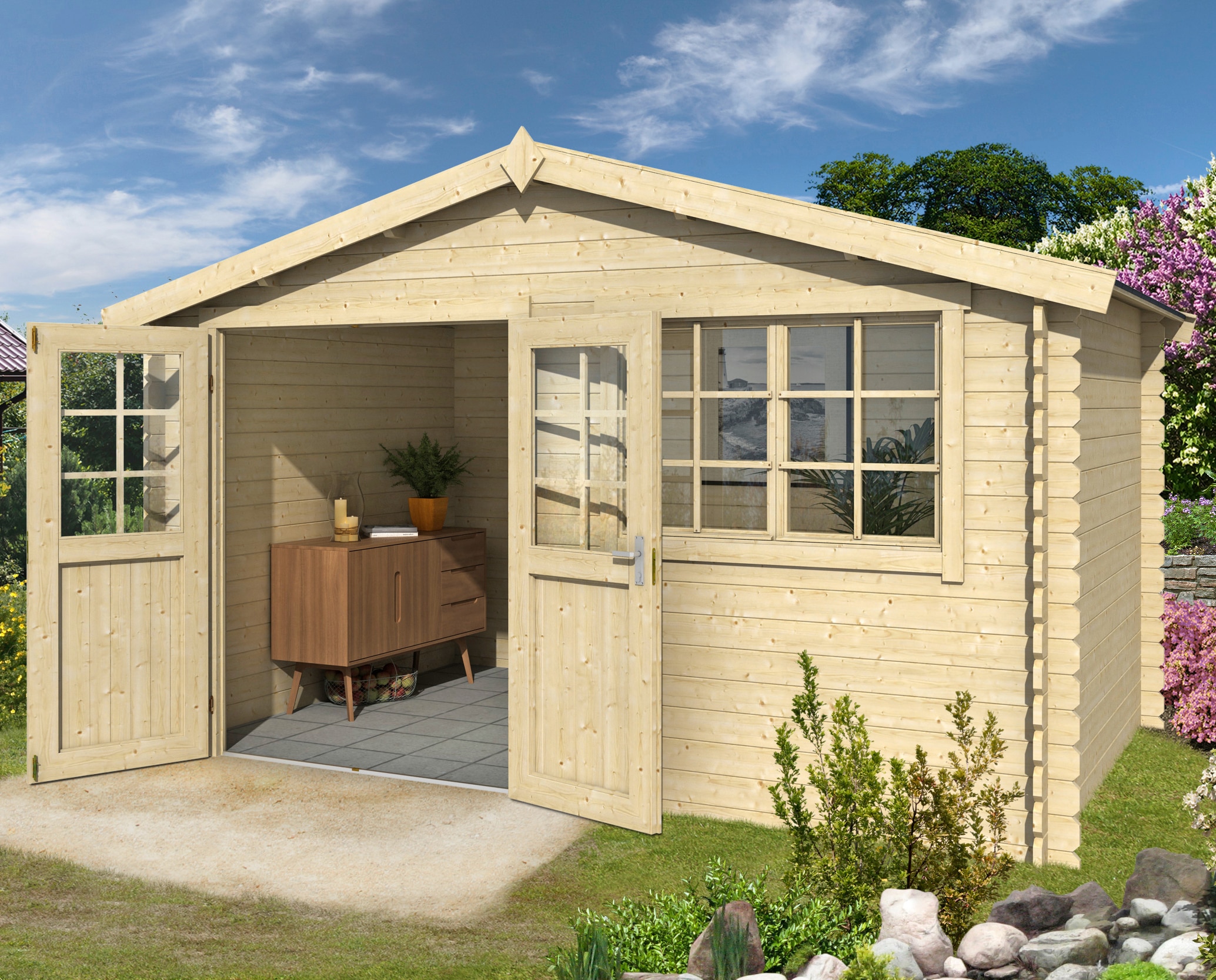 LASITA MAJA Gartenhaus "Axel 230" Blockbohlenhaus 28mm