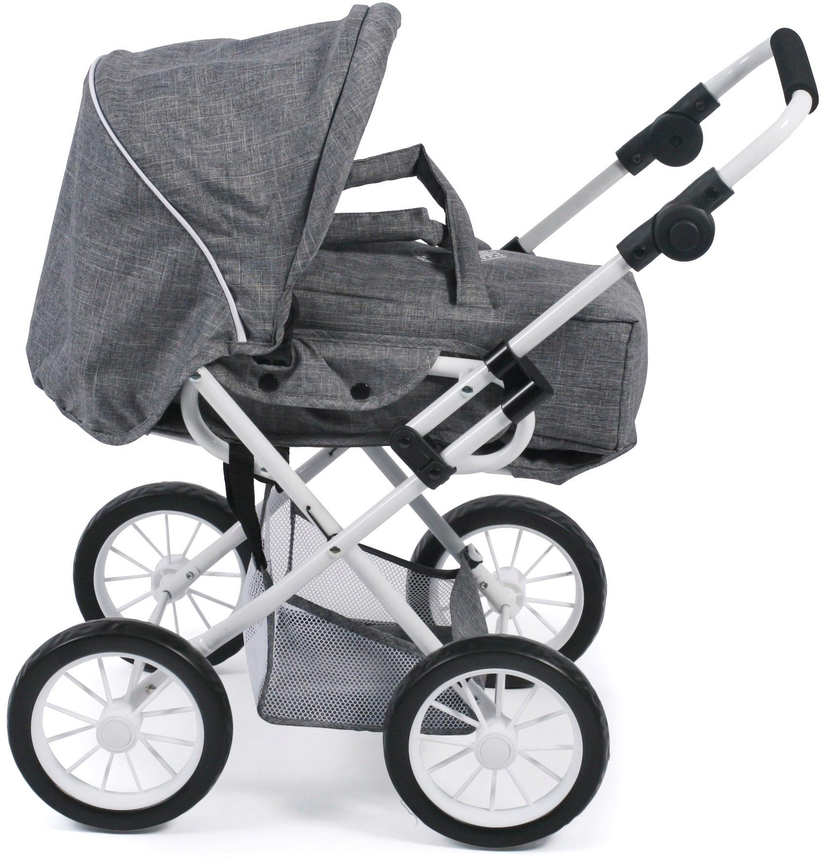 CHIC2000 Kombi-Puppenwagen »Leni, Jeans Grey«, mit herausnehmbarer Tragetasche