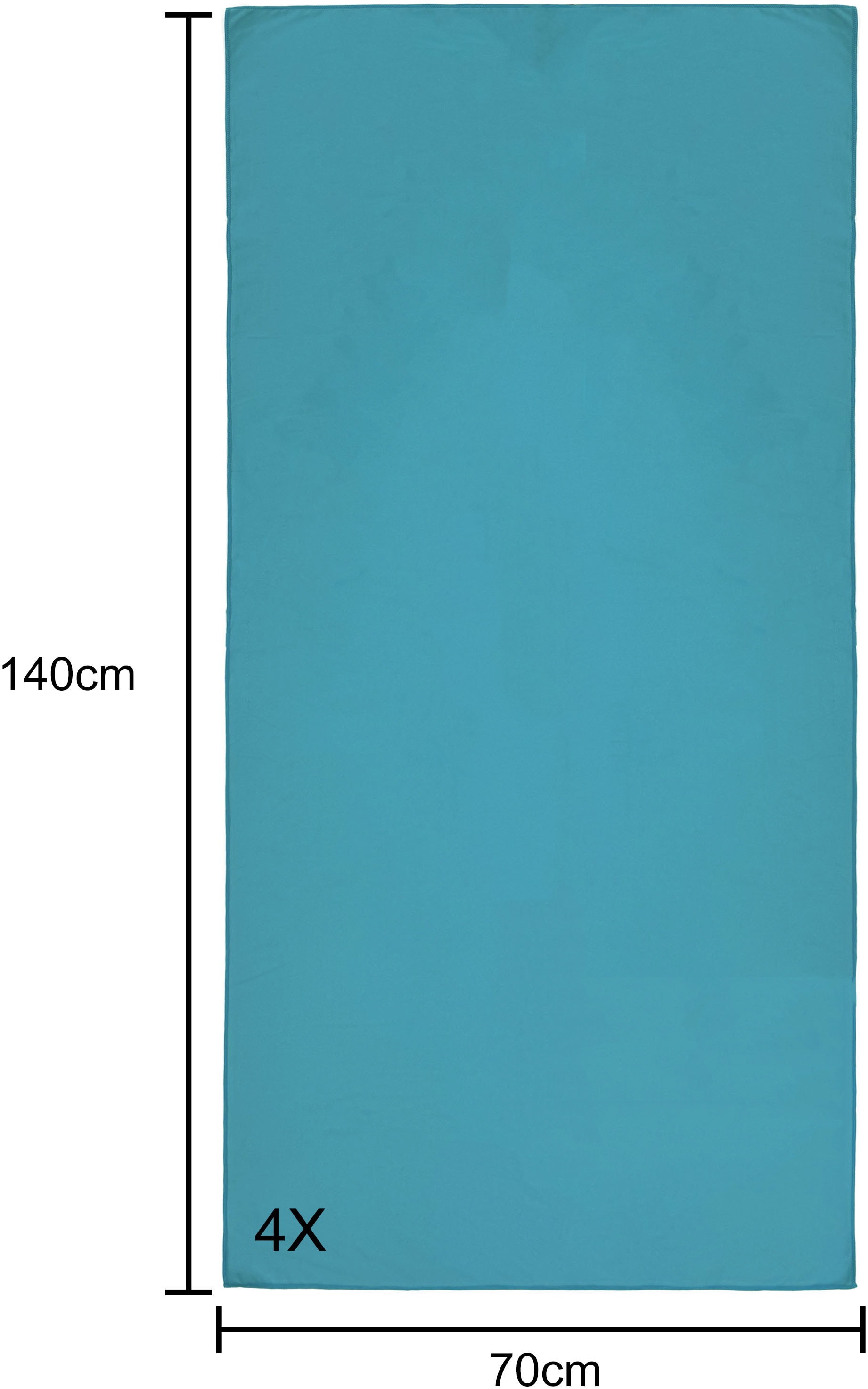 my home Reisehandtuch »Xavi, 4 x 70x140cm ideal als Sporthandtuch, Reisehandtuch«, (4 St.), als Serie und Set, sehr leicht, kompakt, schnelltrocknend, Mikrofaser