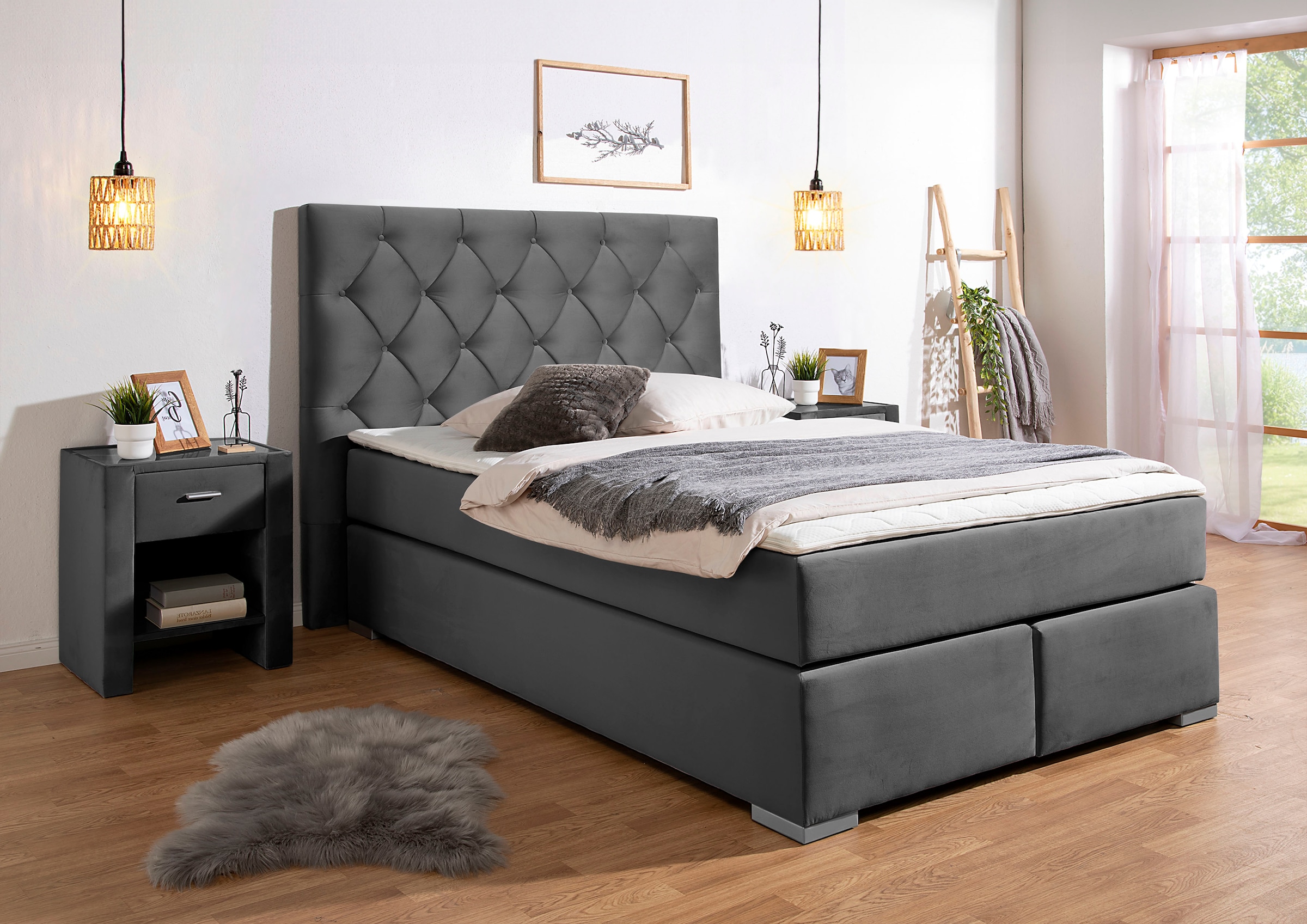 Home affaire Boxspringbett ""Chalon"", inkl. Topper, Matratze in H2, H3 ode günstig online kaufen