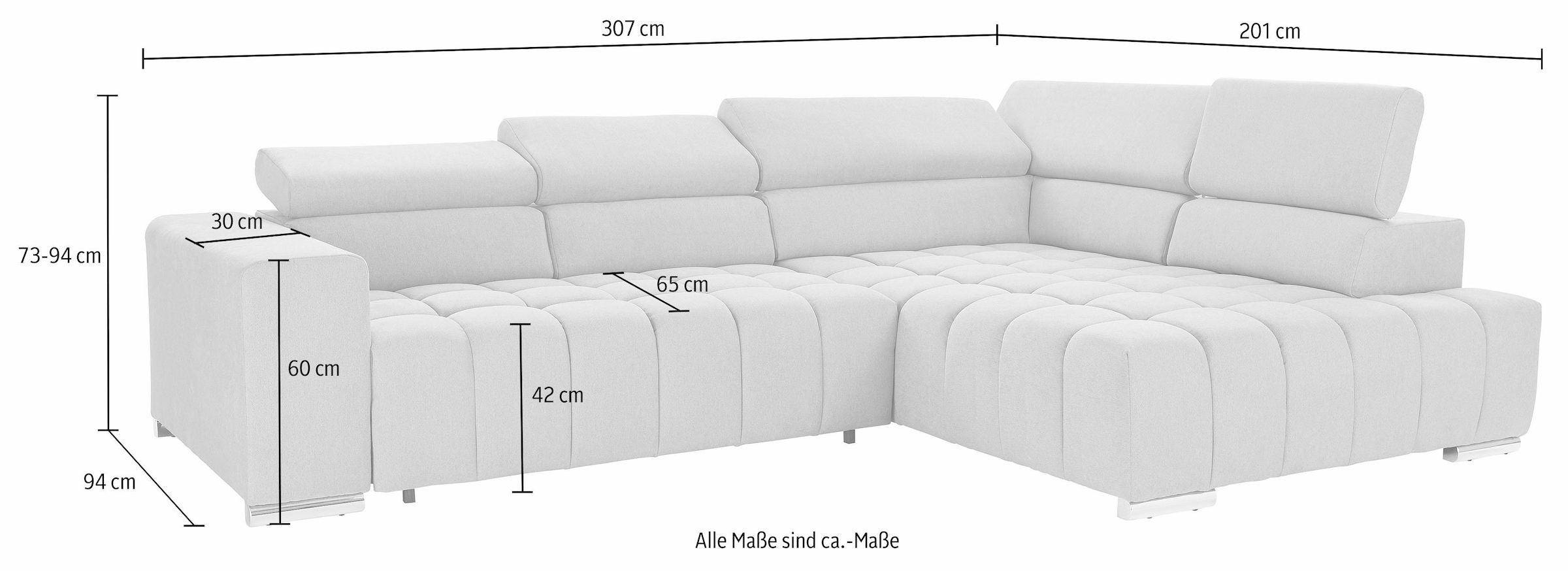 exxpo - sofa fashion Ecksofa »Elias, aktuelle Kreuzsteppung im Sitz, bequem, L-Form«, mit Kopf- bzw. Rückenverstellung, wahlweise mit Bettfunktion