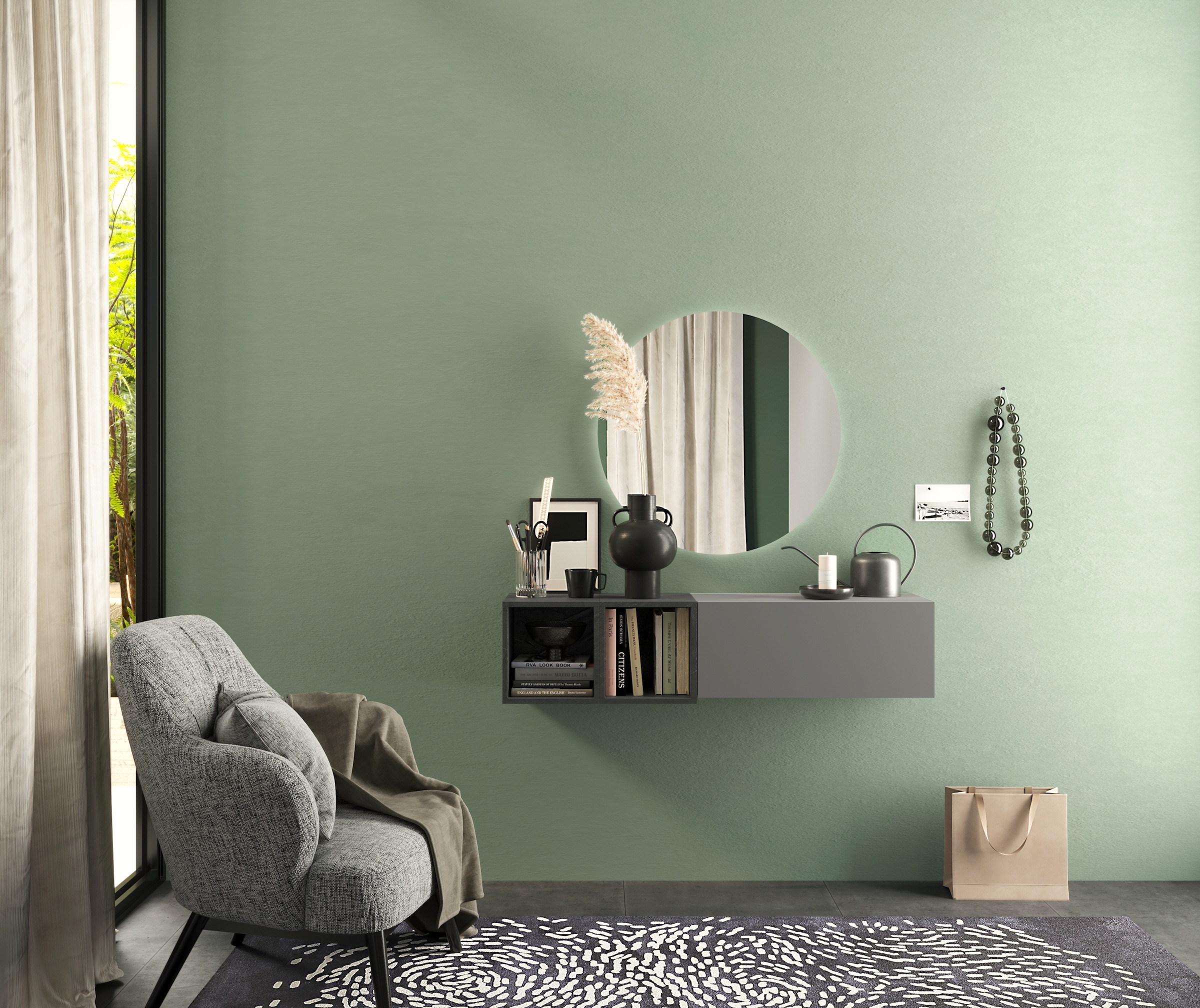INOSIGN Garderoben-Set »INFINITY, 3tlg. Breite 125 cm, Höhe variabel, moderne Garderobe«, (Spar-Set, 3 St.), (Hängeschrank, Würfelregal 2er Set, Spiegel) ideal für Diele, Flur