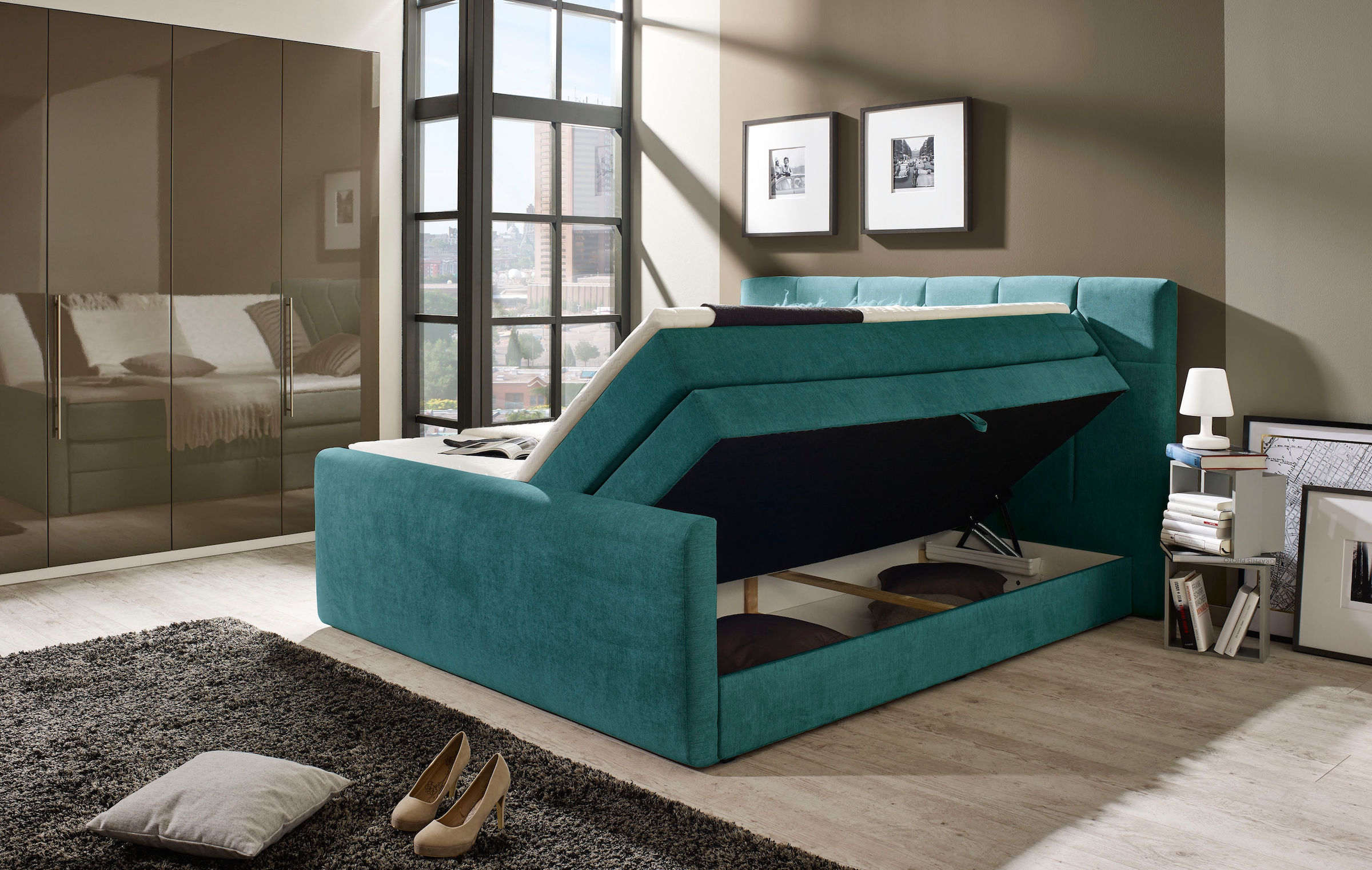 Places of Style Boxspringbett »Atlanta«, inklusive Topper und Bettkasten