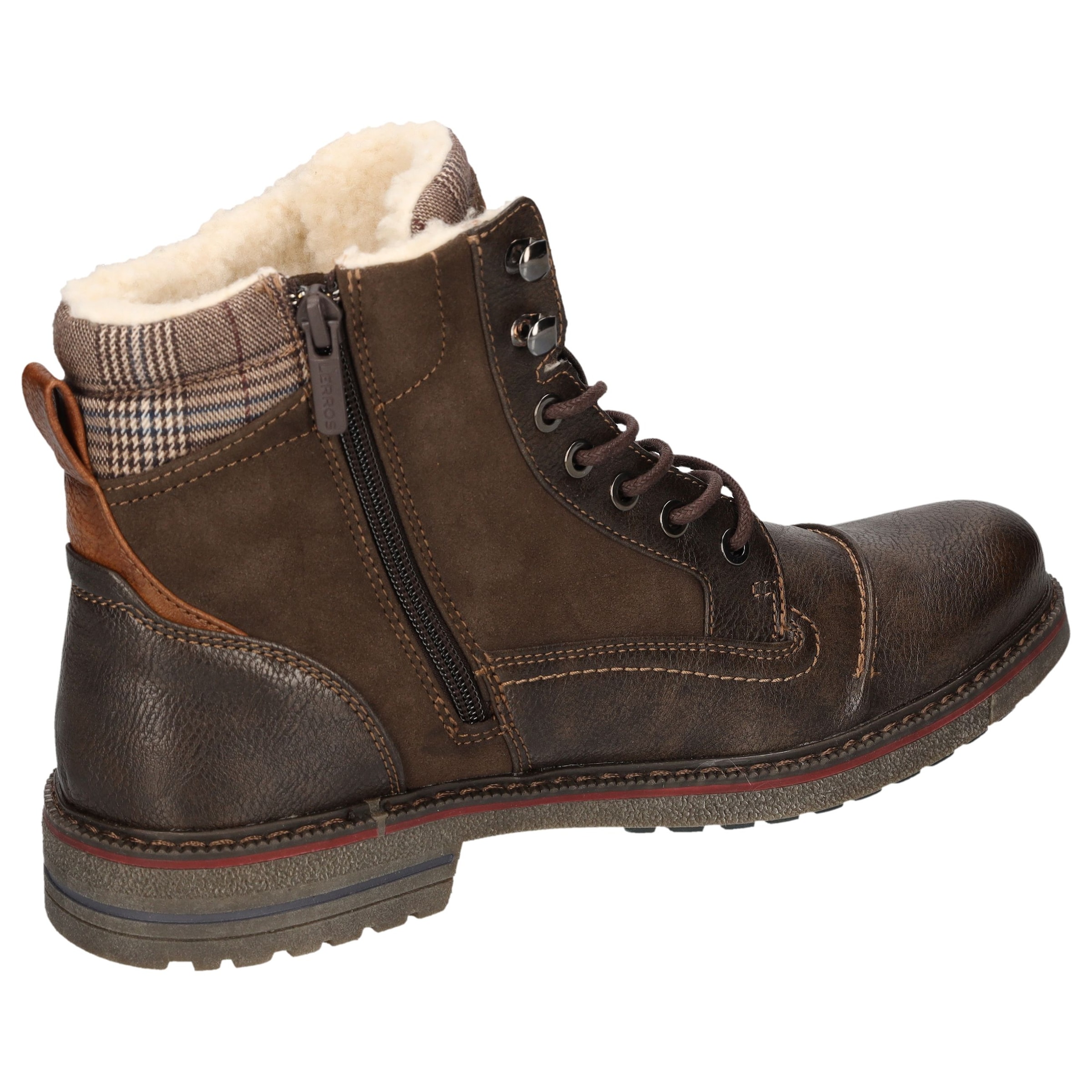 LERROS Winterboots  Workerboots, Schnürboots mit gepolstertem Karo-Schaftrand