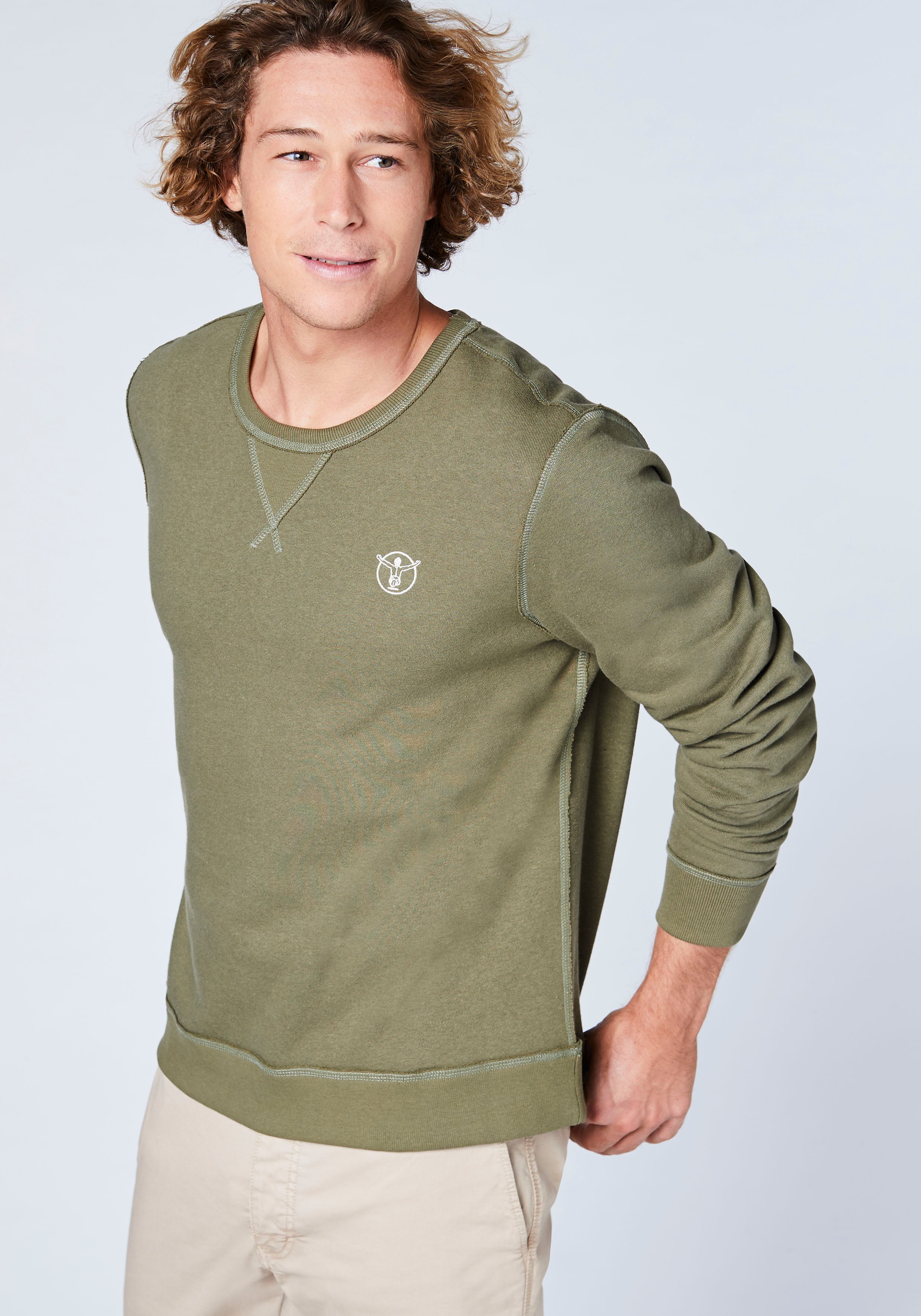 Sweatshirt CHIEMSEE, Herren, Gr. 3XL (64/66), grün (dusty olive), 60% Baumwolle, 40% Polyester, Rundhals, Sweatshirts Sweatshirt 2