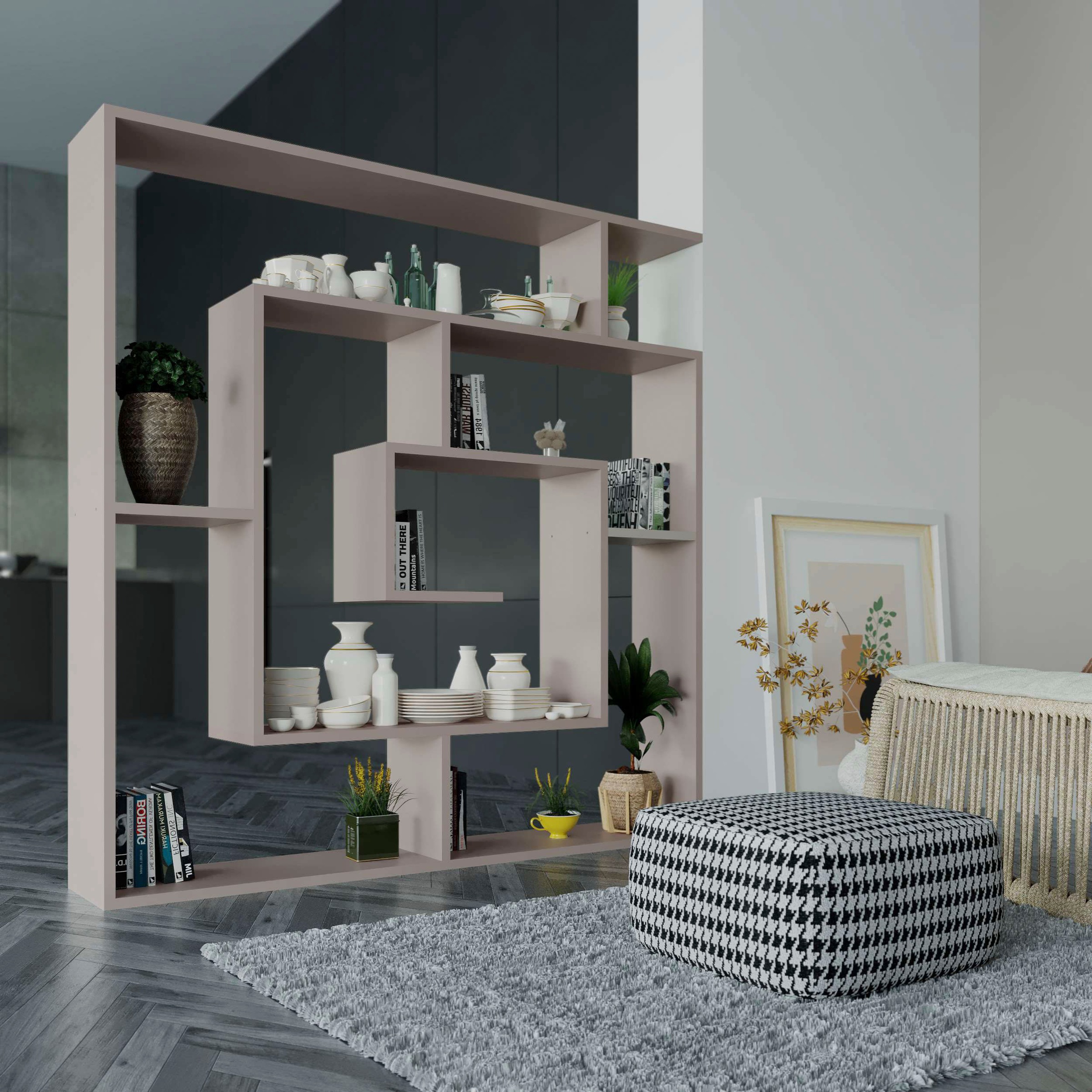 Decortie Bücherregal »Labirent Bücherregal«, (Packung), Leichte Montage, Lagerung, Platzsparend