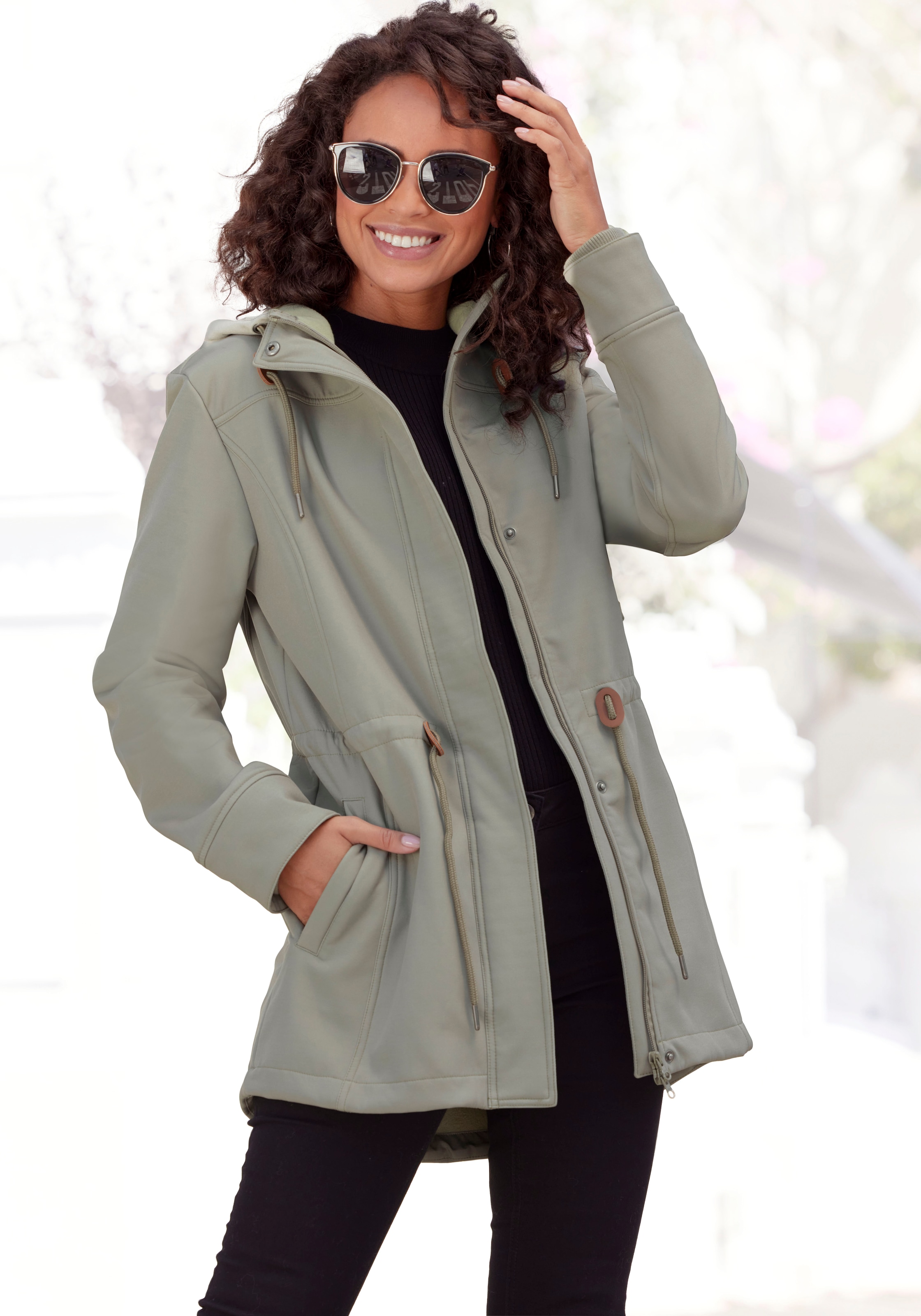 Vivance Active by Lascana Softshelljacke mit Kapuze mit Kordelzug an der Taille