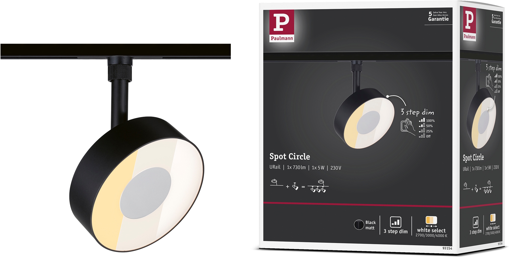 Paulmann Schienensystem-Leuchten »URail Spot Circle 1x5W 2700-4000K 230V« LED-Modul 1 Stk. Farbwechsler 3-Step-Dim