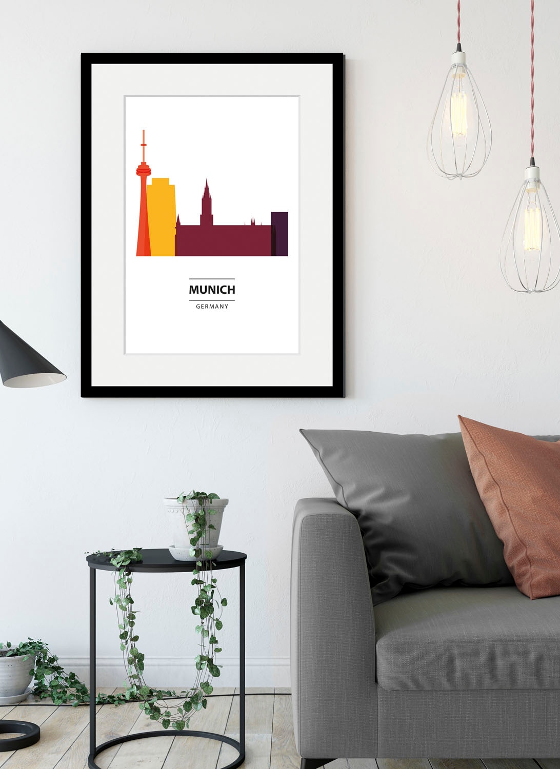 queence Bild "München Skyline bunt", Gebäude-Kirche-Religion-München-Deutsc günstig online kaufen