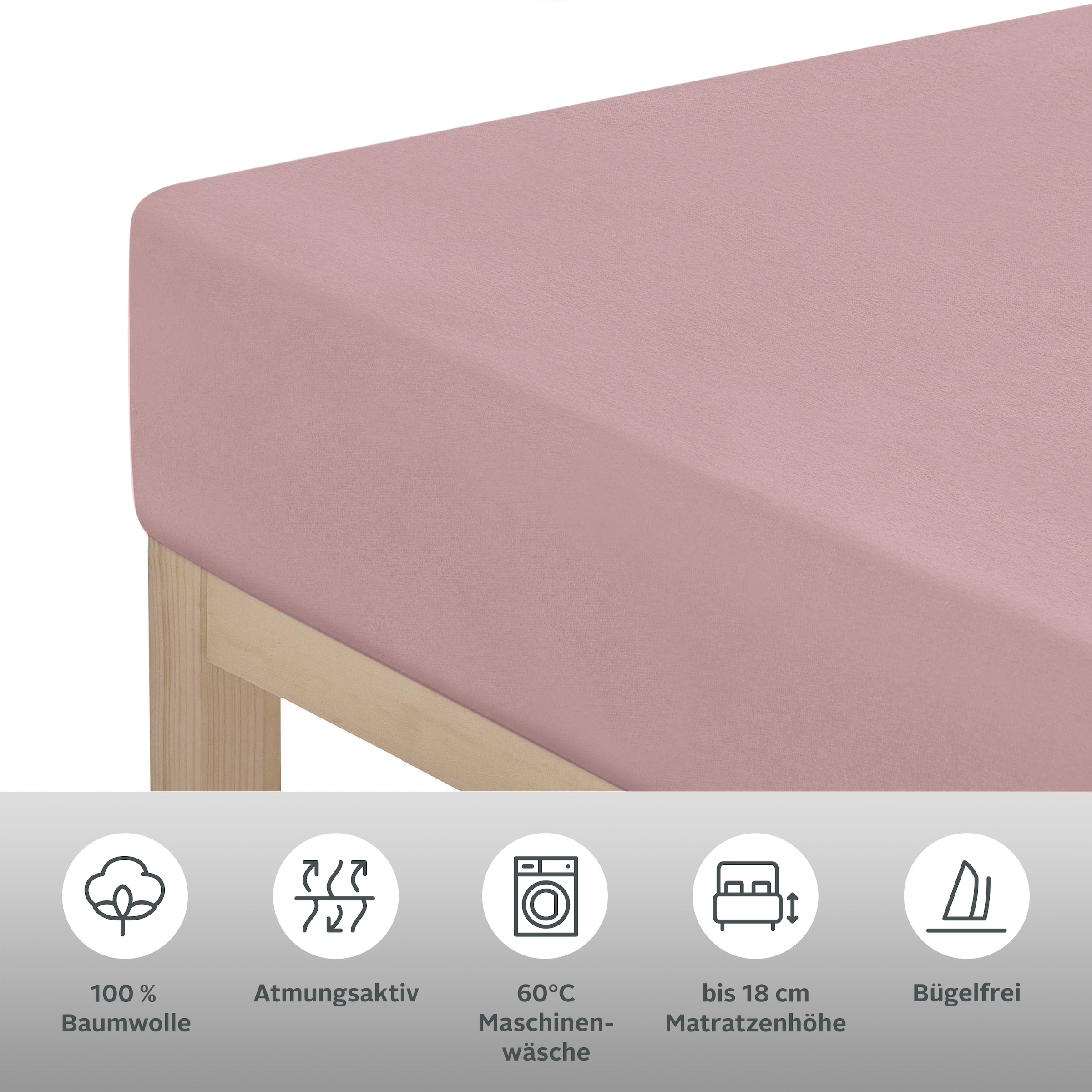 OTTO home Spannbettlaken »PHYSALIS Comfort 100% Baumwolle, 150 g/m²« Bettlaken bis 20 cm Matratzenhöhe, weich, bügelfrei, optimaler Sitz
