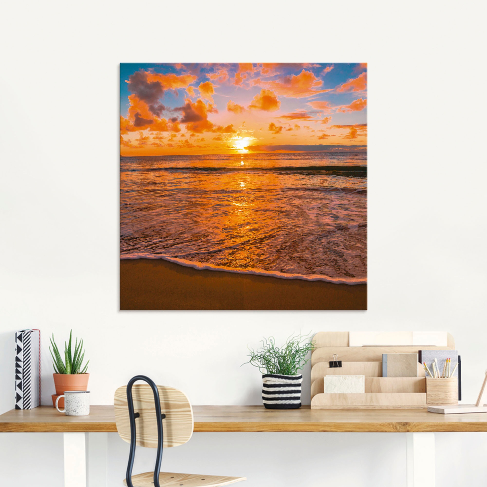 Artland Glasbild "Sonnenuntergang am Strand" Sonnenaufgang & -untergang 1 S günstig online kaufen
