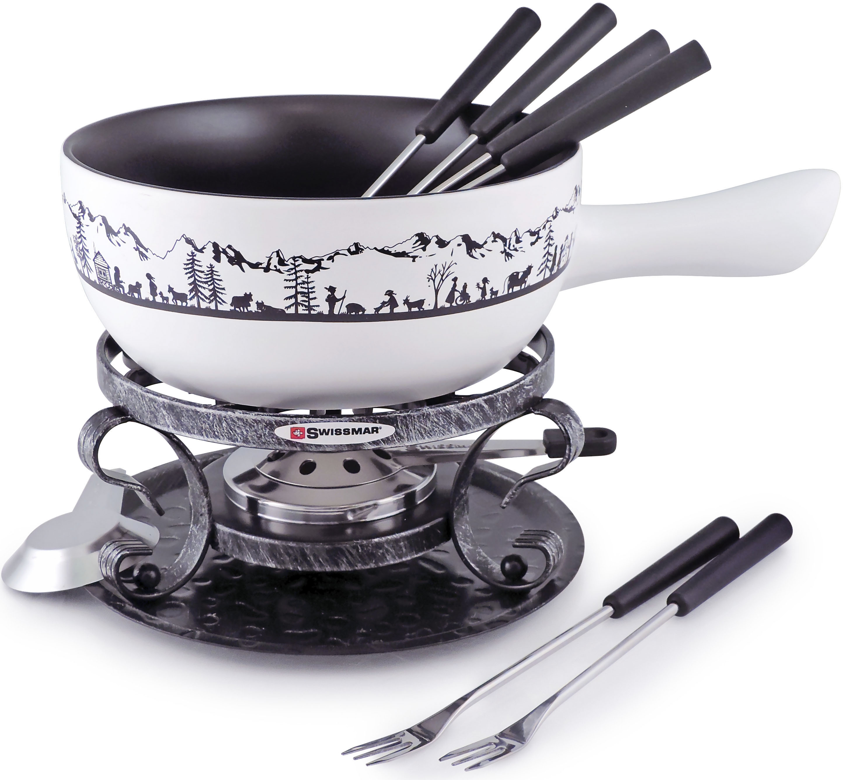 Fondue »Heidi«, Keramik/Schmiedeeisen, 9-teilig, inkl. 6 Fonduegabeln