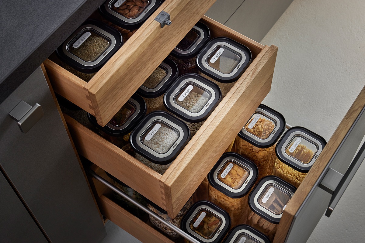 GEFU Vorratsglas "PANTRY" Set, 4 Vorratsgläser, 4 Deckel, 8 tlg. Stapelbar, günstig online kaufen