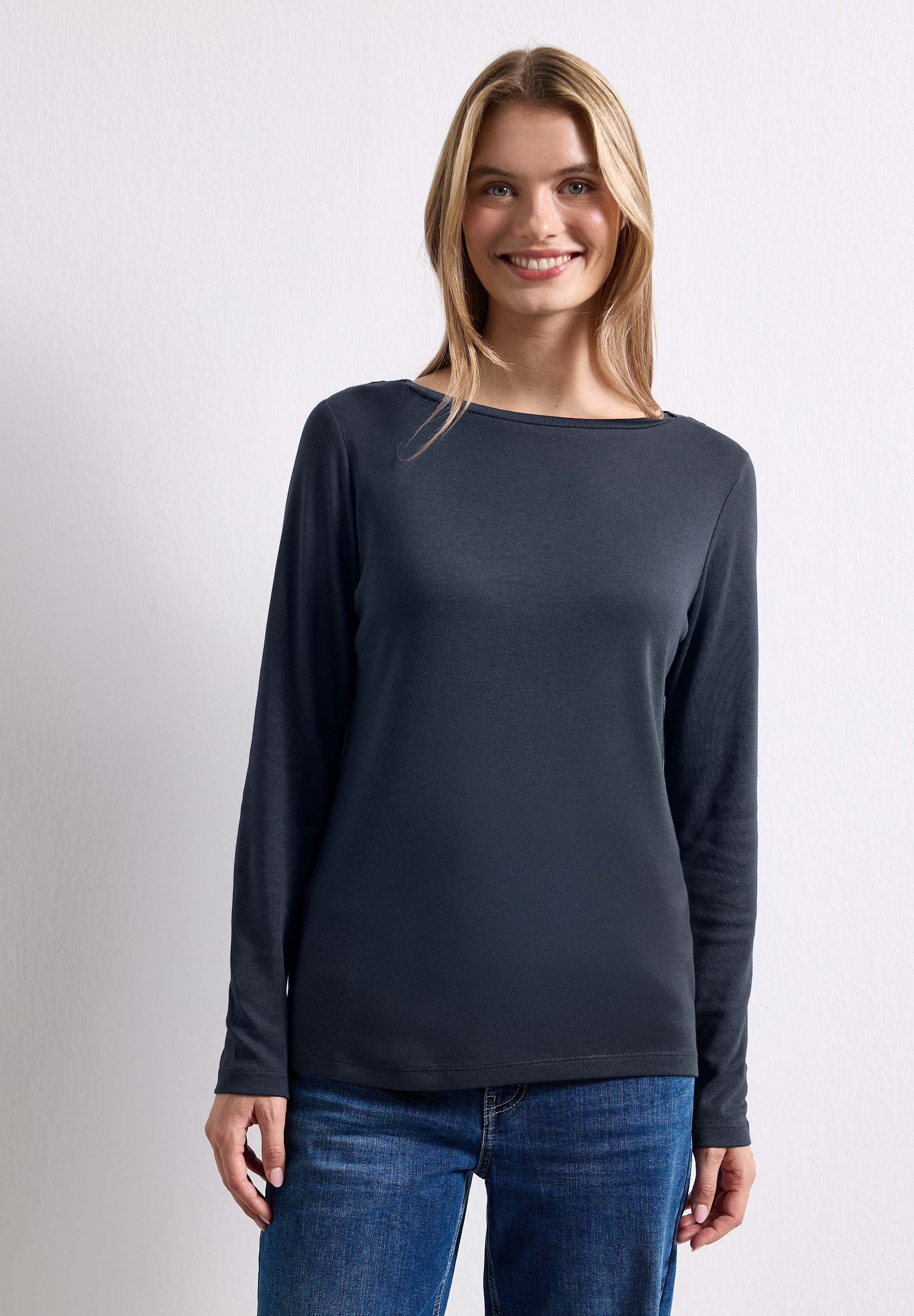 STREET ONE Langarmshirt in Unifarbe