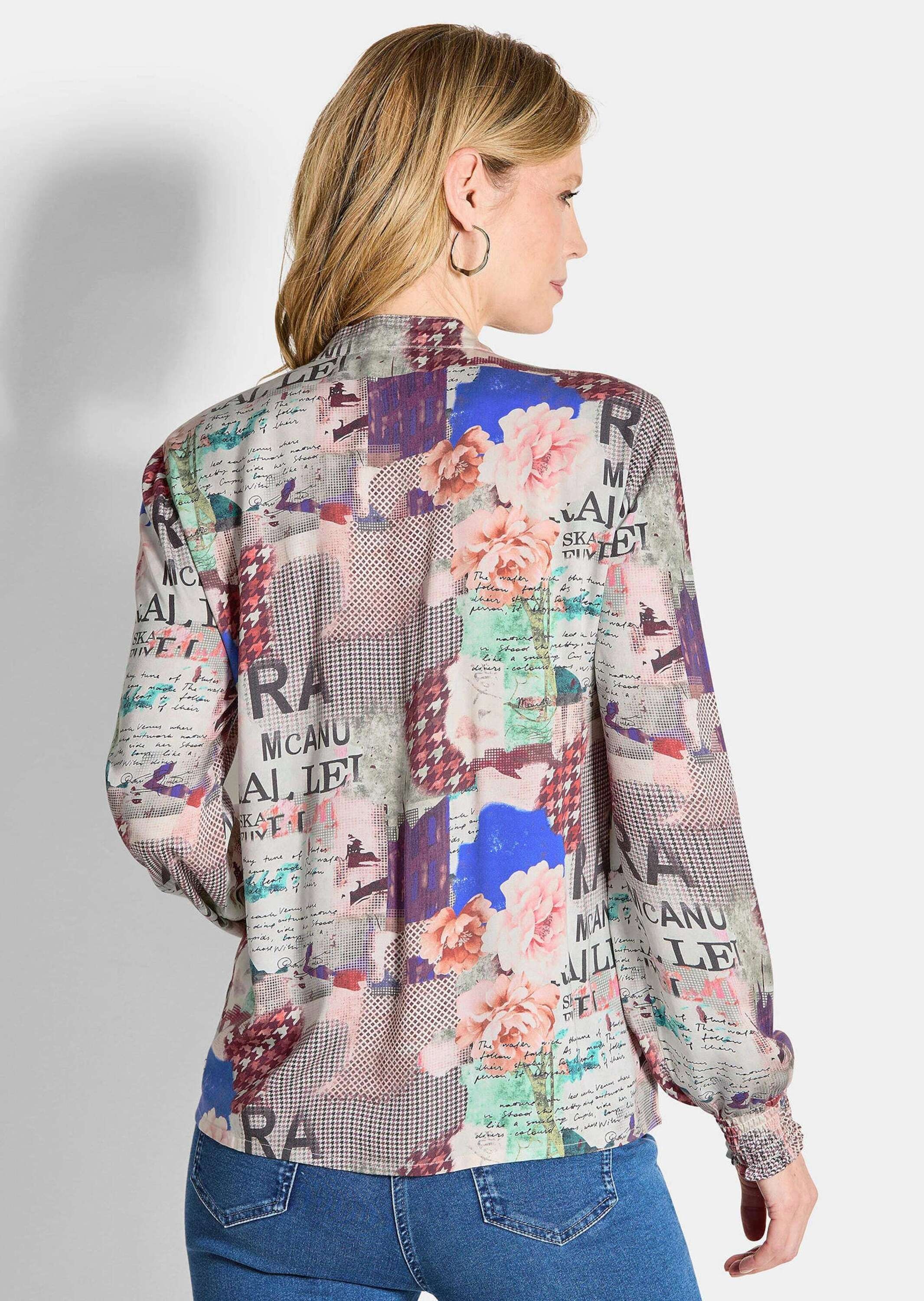 GOLDNER Schlupfbluse »Kurzgröße Bluse mit Stehkragen aus Viskose-Satin«