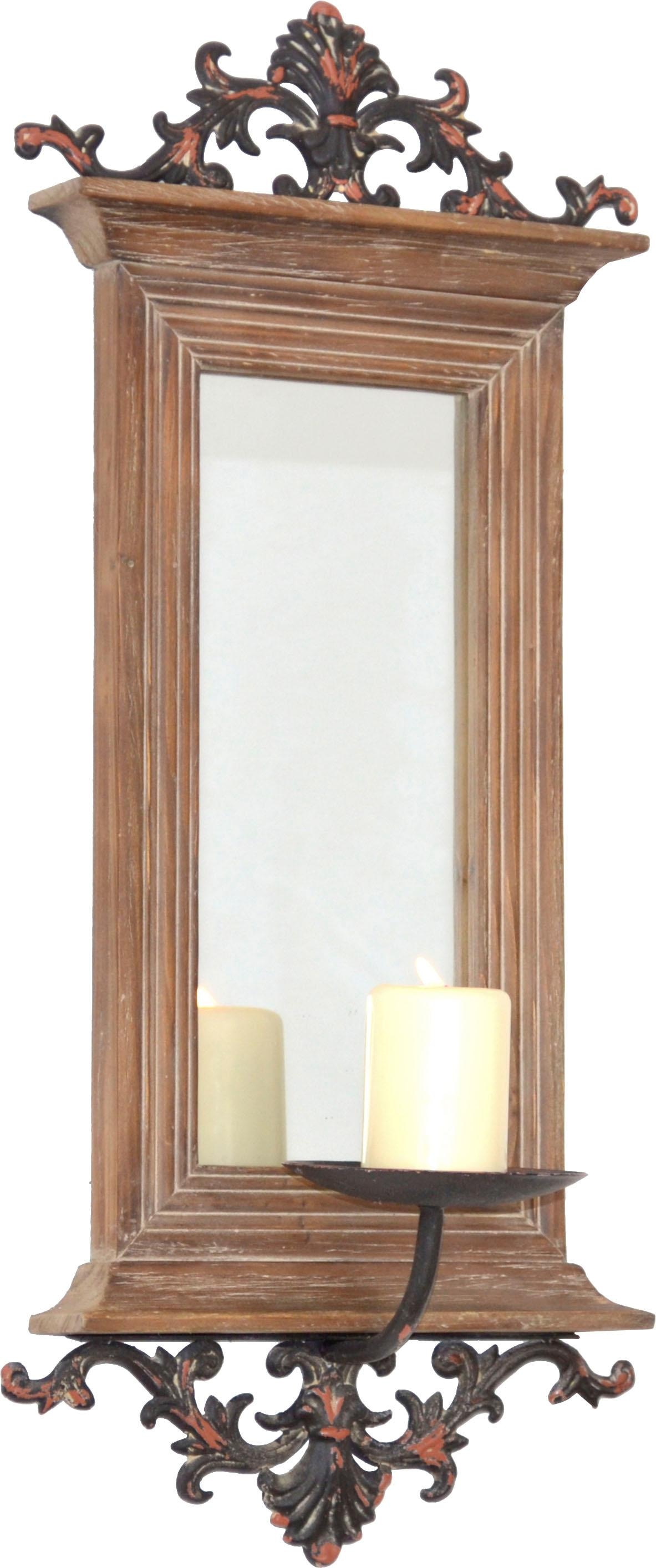 HOFMANN LIVING AND MORE Kerzenhalter, Maße (B/T/H): 26/15/56 cm braun Kerzenhalter Kerzen Laternen Wohnaccessoires