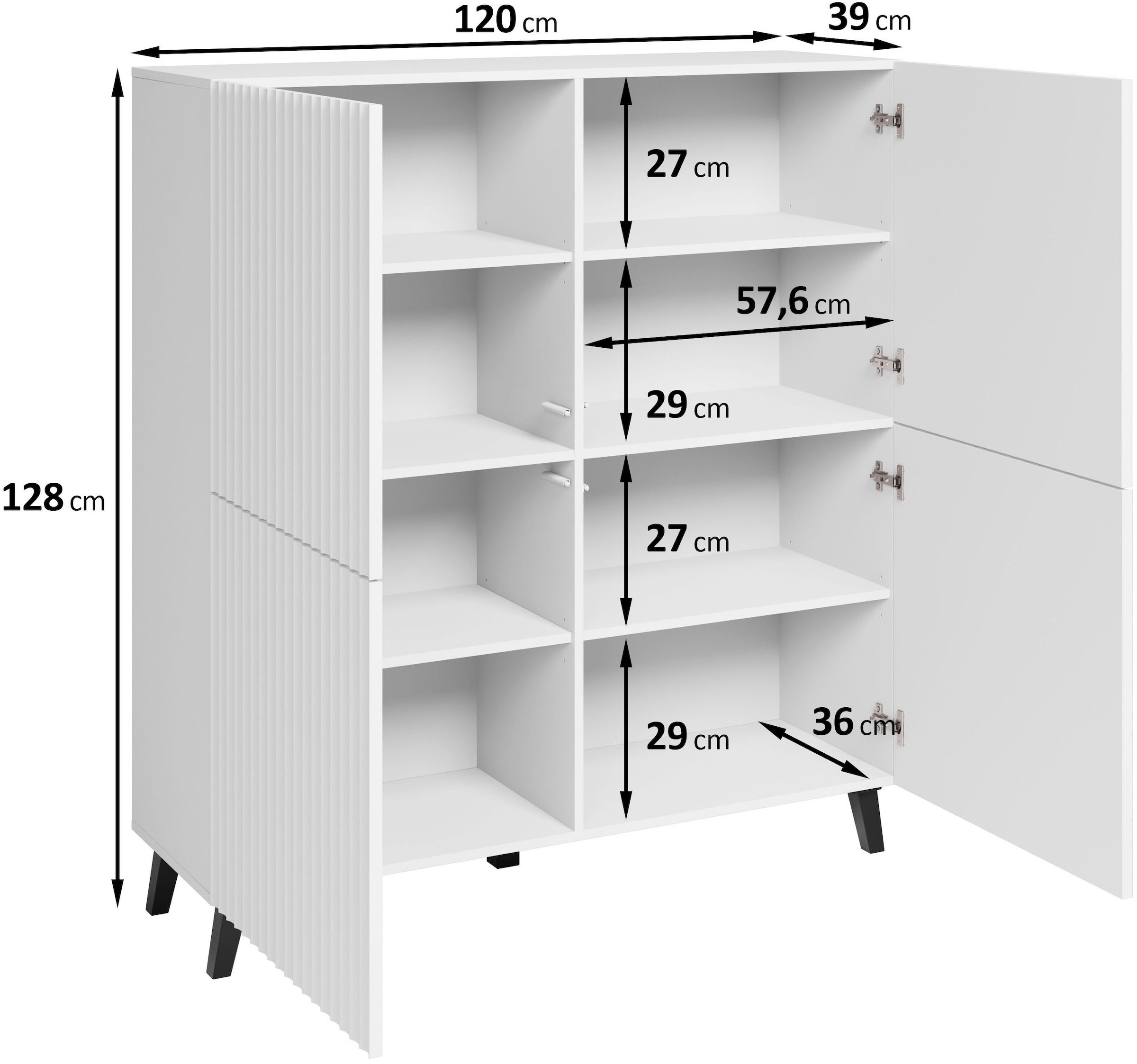 INOSIGN Highboard »HIGHBOARD PHUKET«, (1 St.), moderne Kommode mit 4 Türen und 8 Fächern, Breite 120 cm