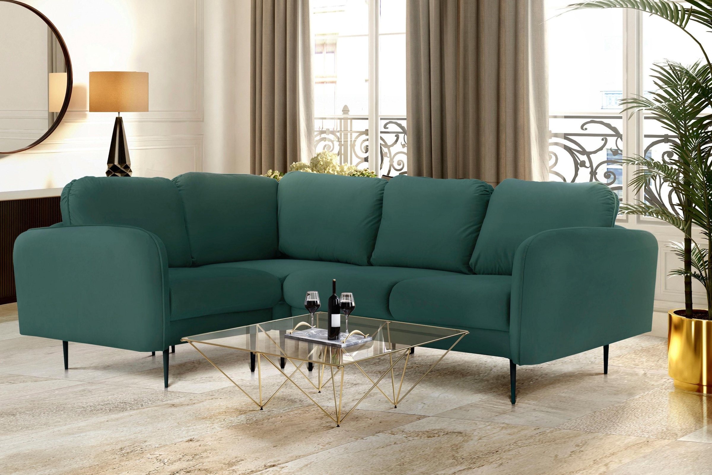 Home affaire Ecksofa "Skidi L-Form" mit losen Rückenkissen und Keder oben a günstig online kaufen