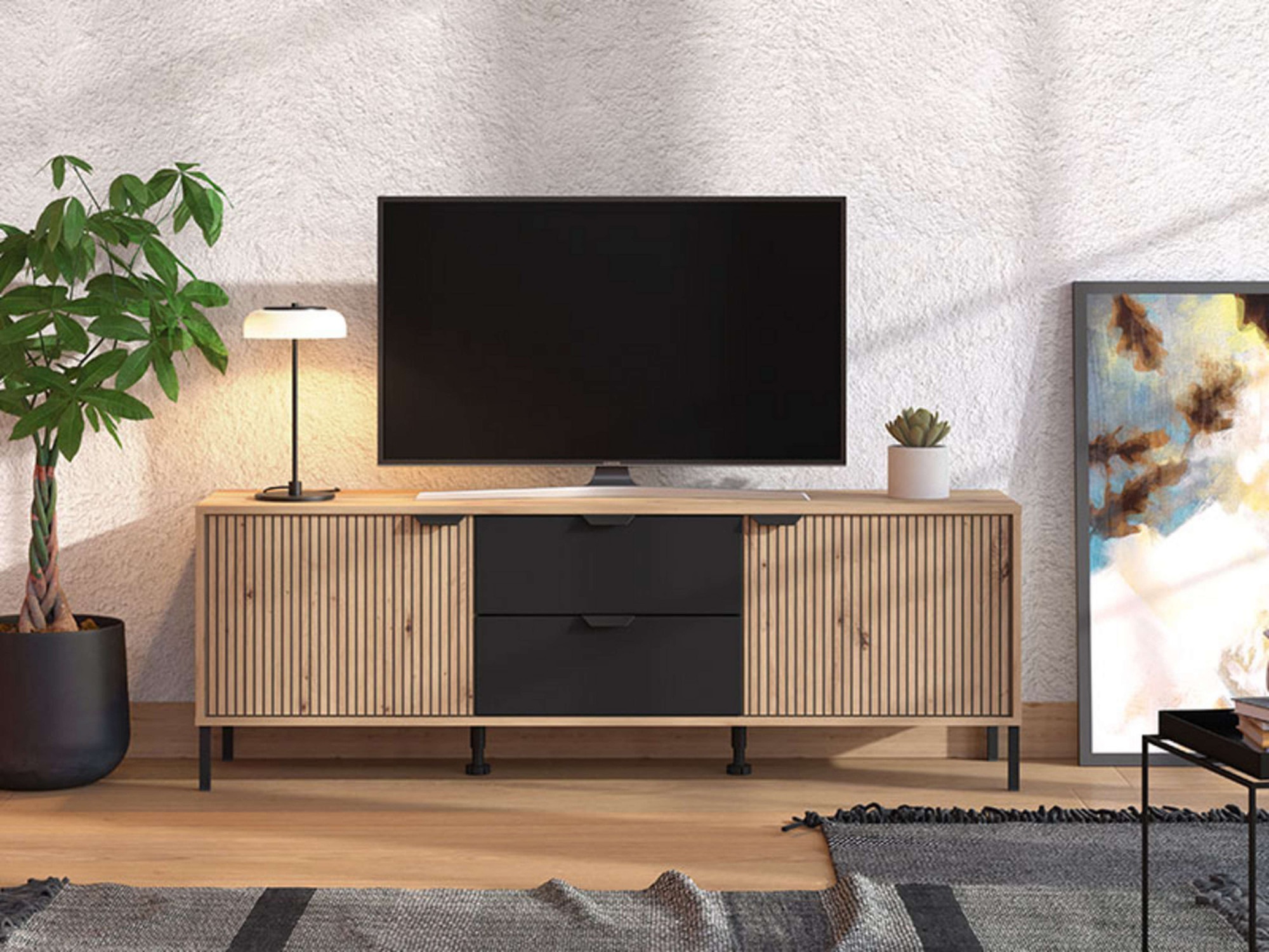 Home affaire "Mayenne, TV-Lowboard, Breite 157 cm" TV-Kommode, Türen mit Ri günstig online kaufen