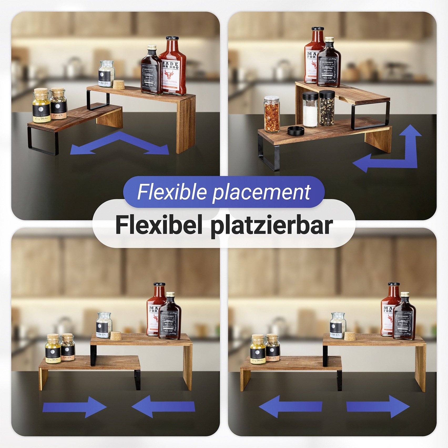 Thumbnail - WENKO Küchenregal "Modell Vali Akazie", (2 St.), Regal aus Akazienholz für die Arbeitsfläche, flexibel kombinierbar