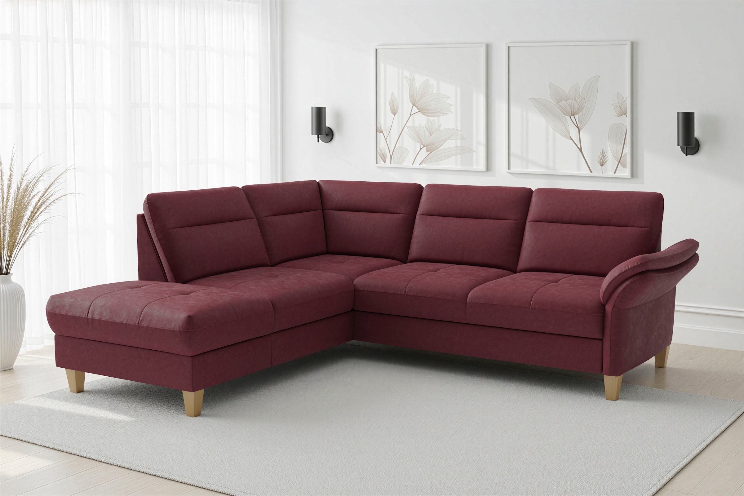 sit&more "Pamela L-Form, B: 218 cm, optional Schlaffunktion & Bettkasten" mit Federkern