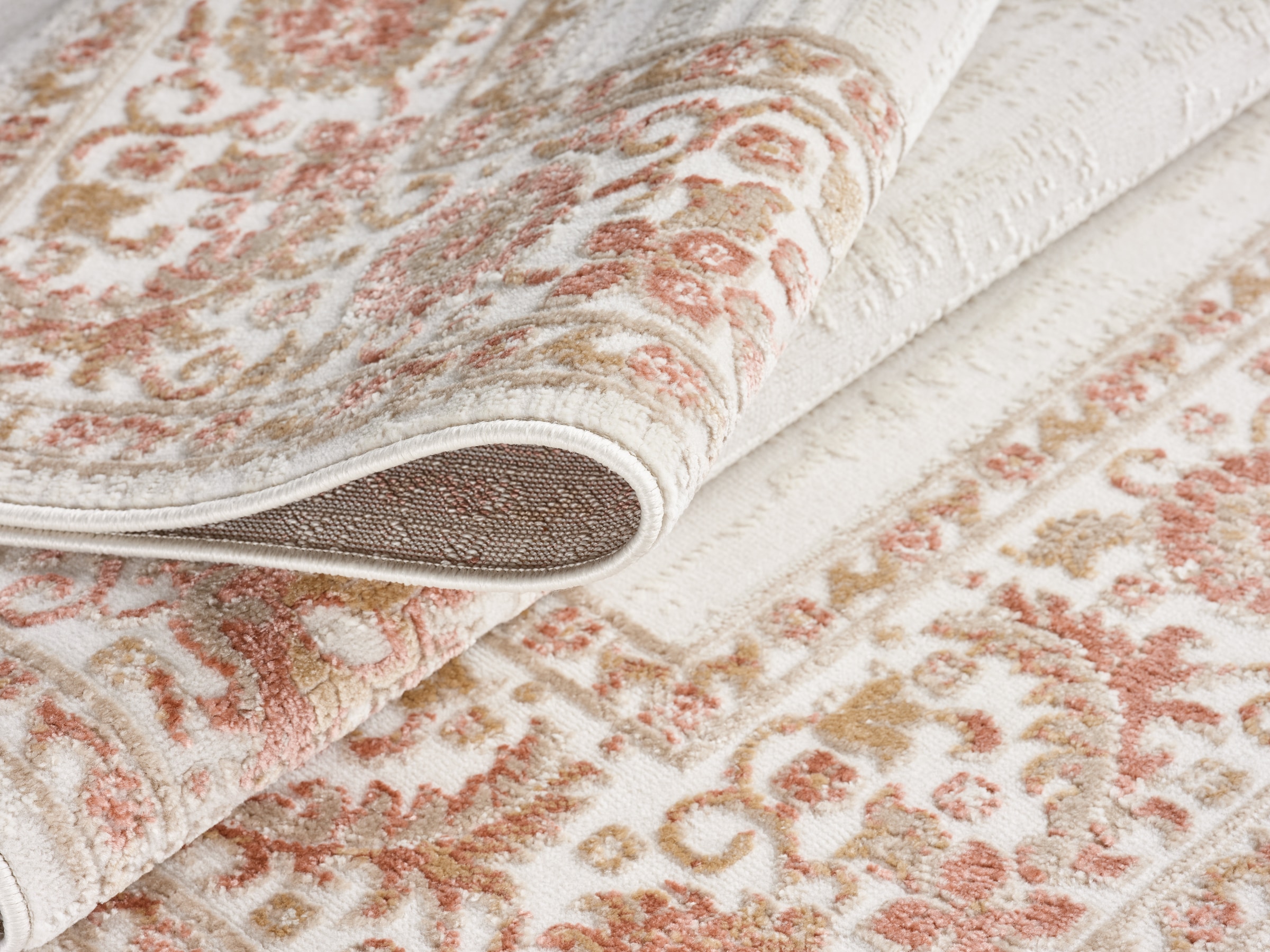 OTTO home Teppich »Fennia, Blumen-Motiv« rechteckig 7 mm Höhe Bordüre, Floral, meliert, Wohnzimmer, Schlafzimmer, Esszimmer