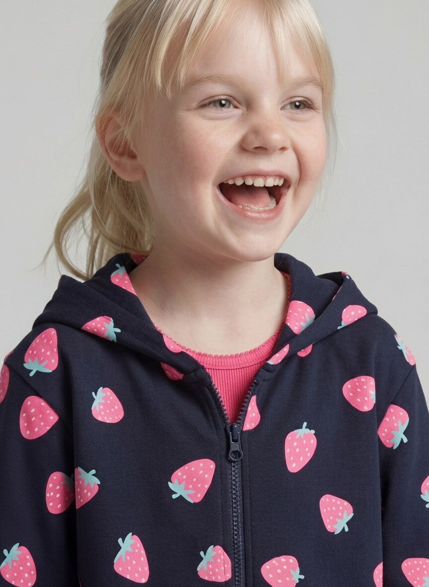 TOM TAILOR Kapuzensweatjacke mit Erdbeer-Allover-Print, für Girls