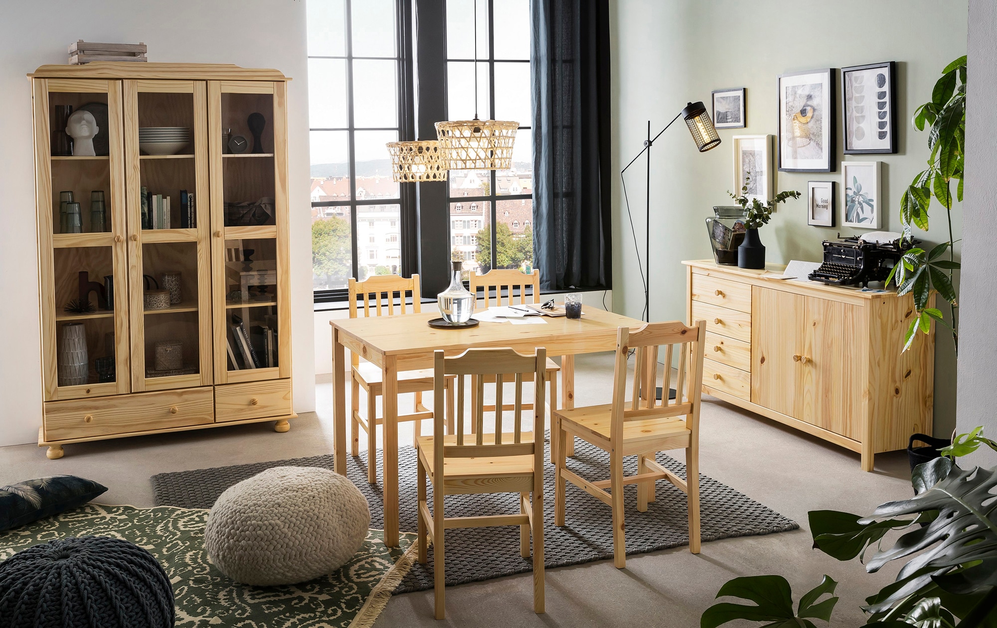 Möbilia Essgruppe "Chur" Set, 5 Stk. tlg. gefertigt aus massivem Kiefernhol günstig online kaufen