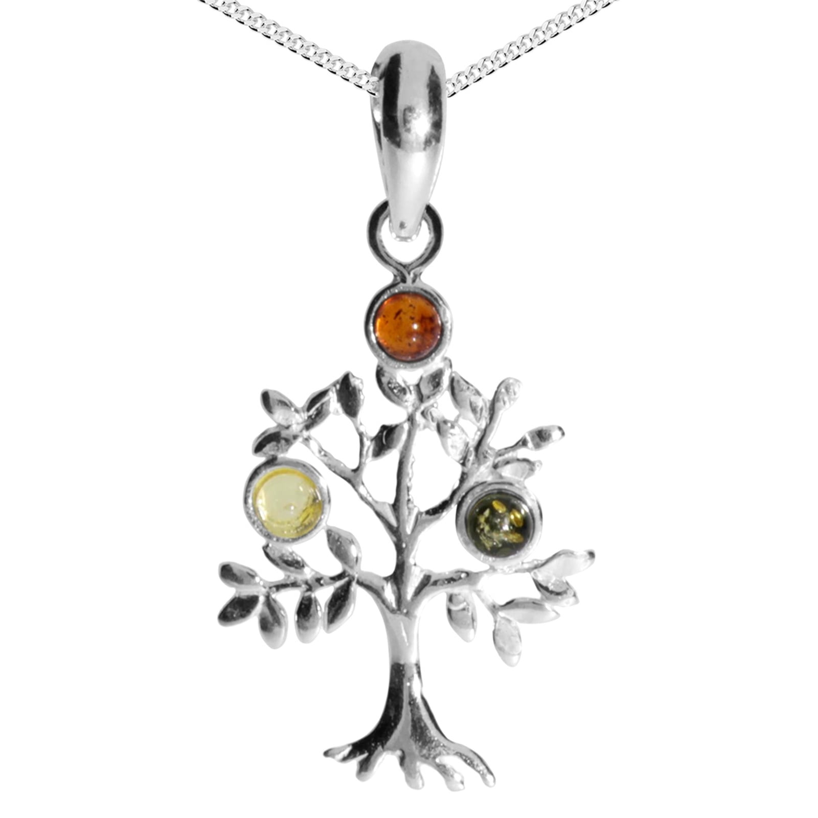 Kette mit Anhänger OSTSEE-SCHMUCK "- Lebensbaum - Silber 925/000 - Bernstein" Gr. 42, silber (silber 925, silberfarben, weiß), Schmuck_Sets, Damen, 42, Silber 925 (Sterlingsilber)