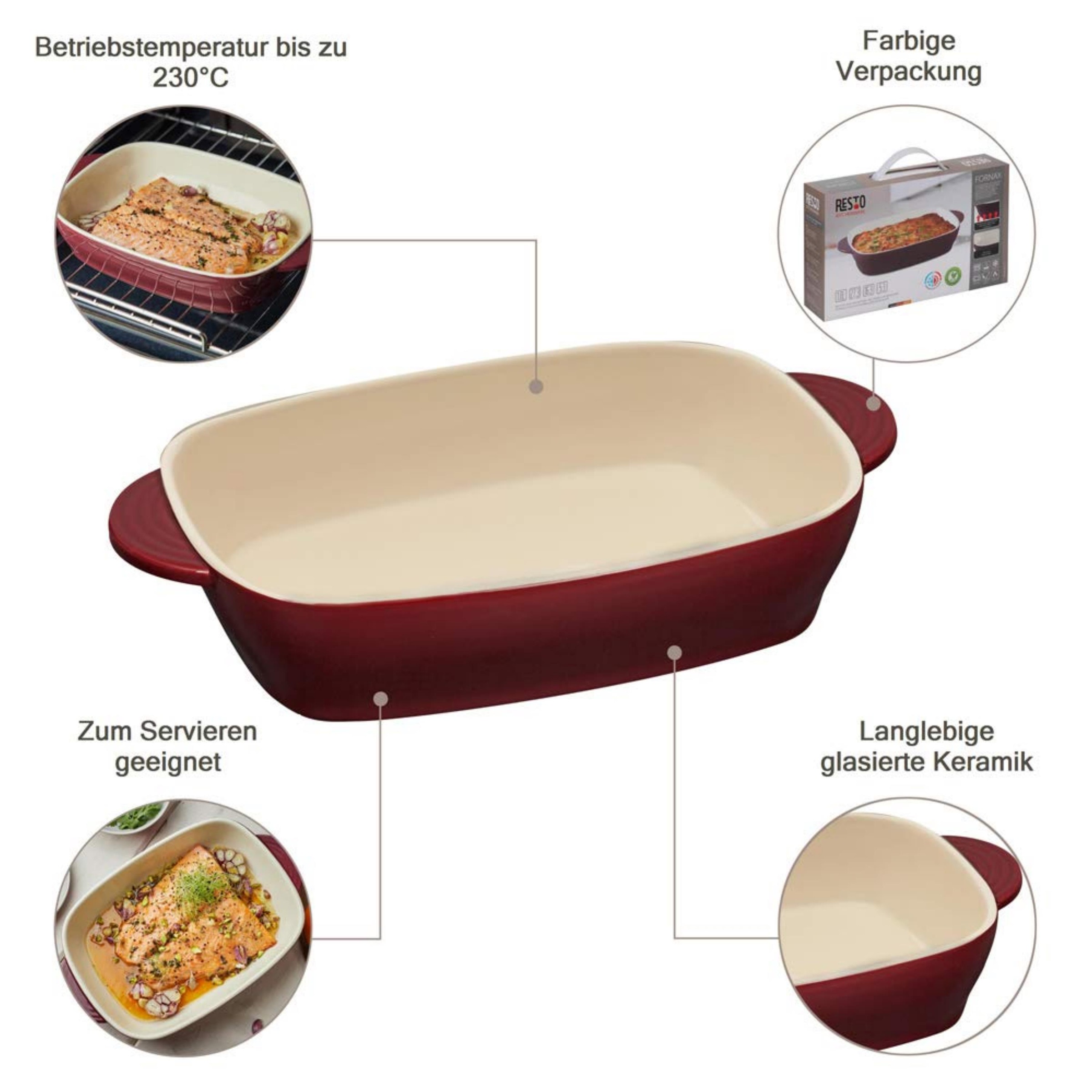 RESTO Kitchenware Backform »FORNAX Auflaufform-Set, 3-teilig, aus Keramik, rechteckig« Kratzbeständig