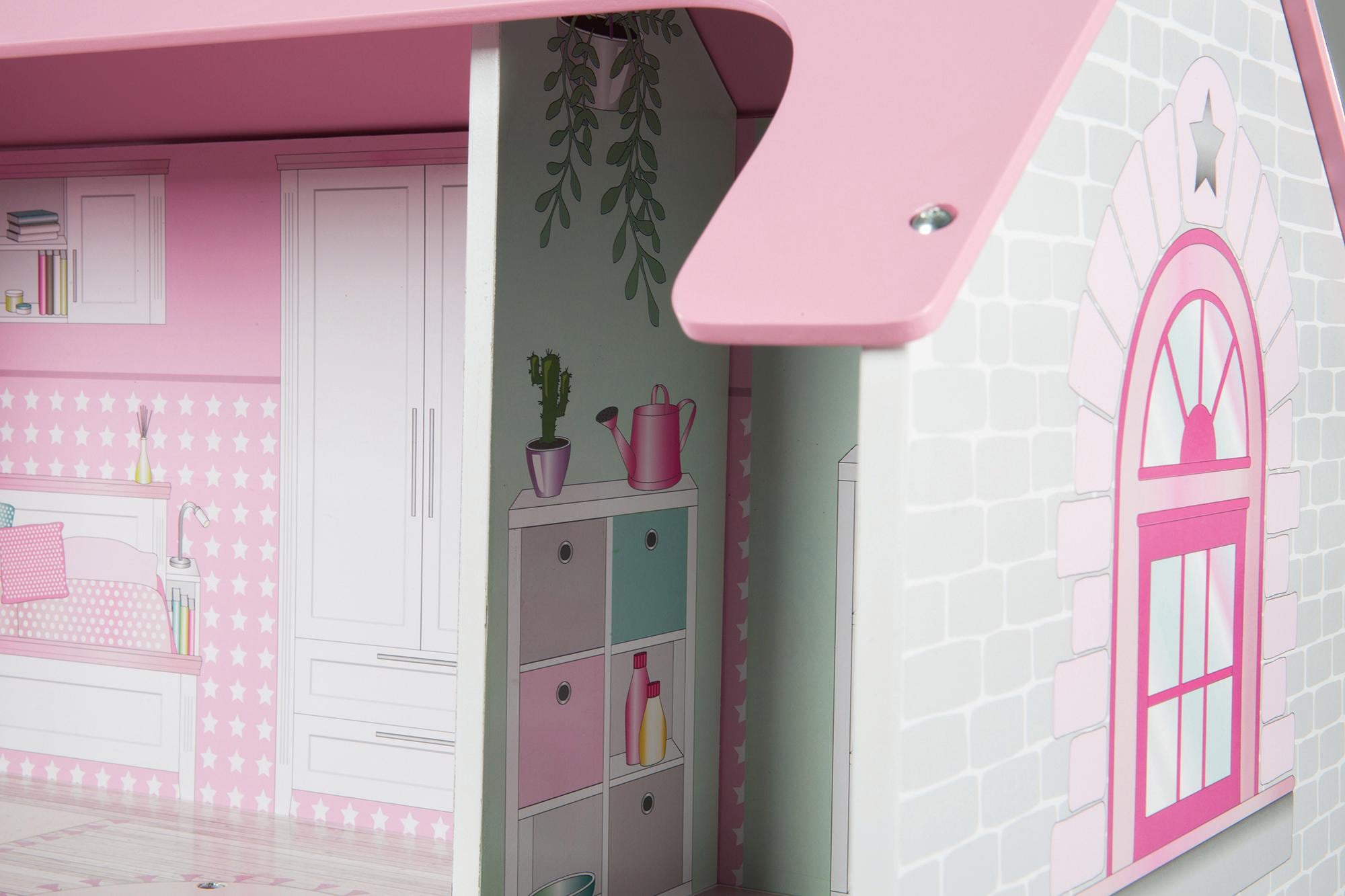 roba® Spielküche »2-in-1, rosa«, mit mehrstöckigem Puppenhaus