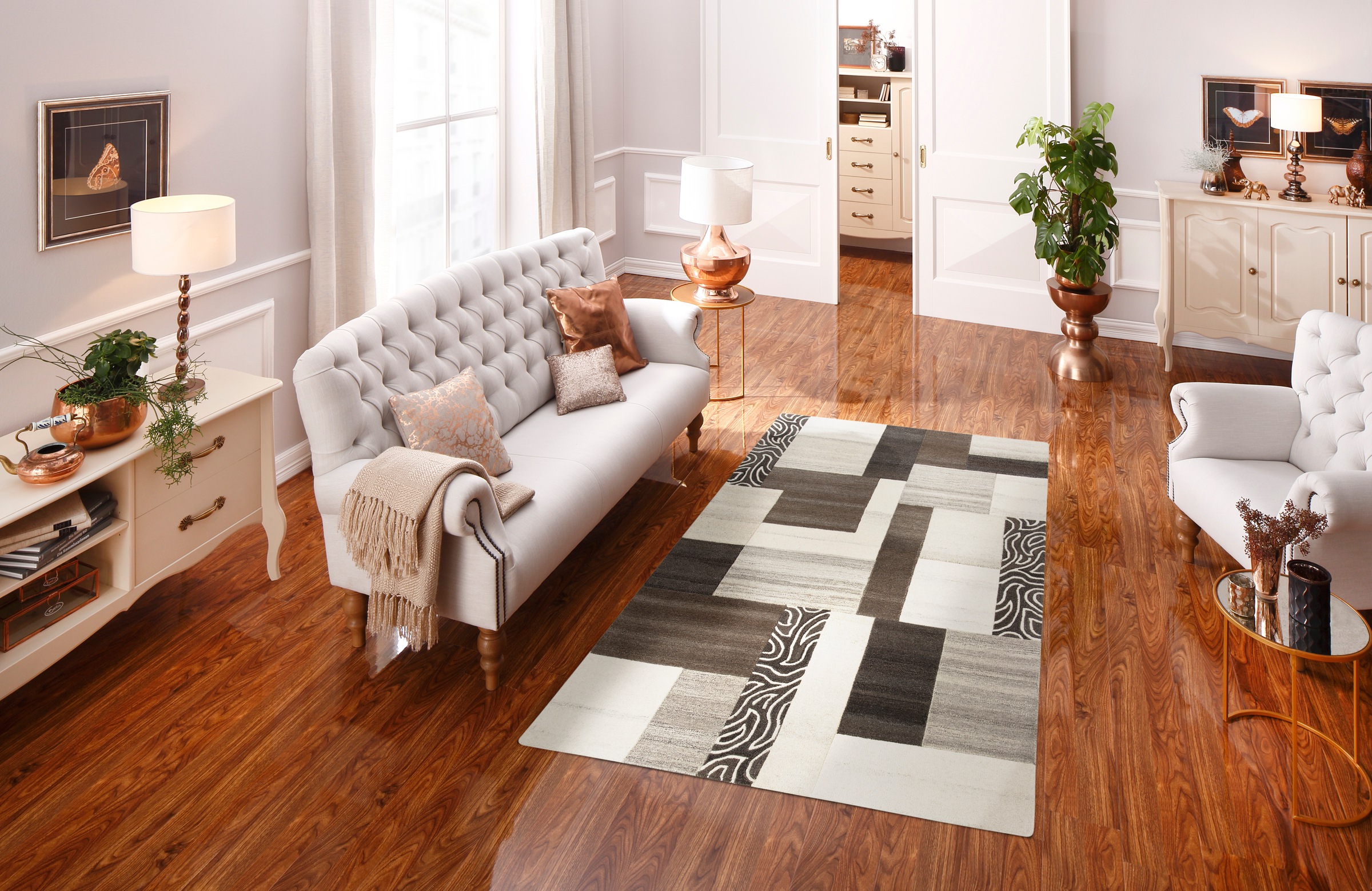 THEKO Wollteppich "Lola, Wolle, handgearbeitet, Patchwork Design, handgetuf günstig online kaufen