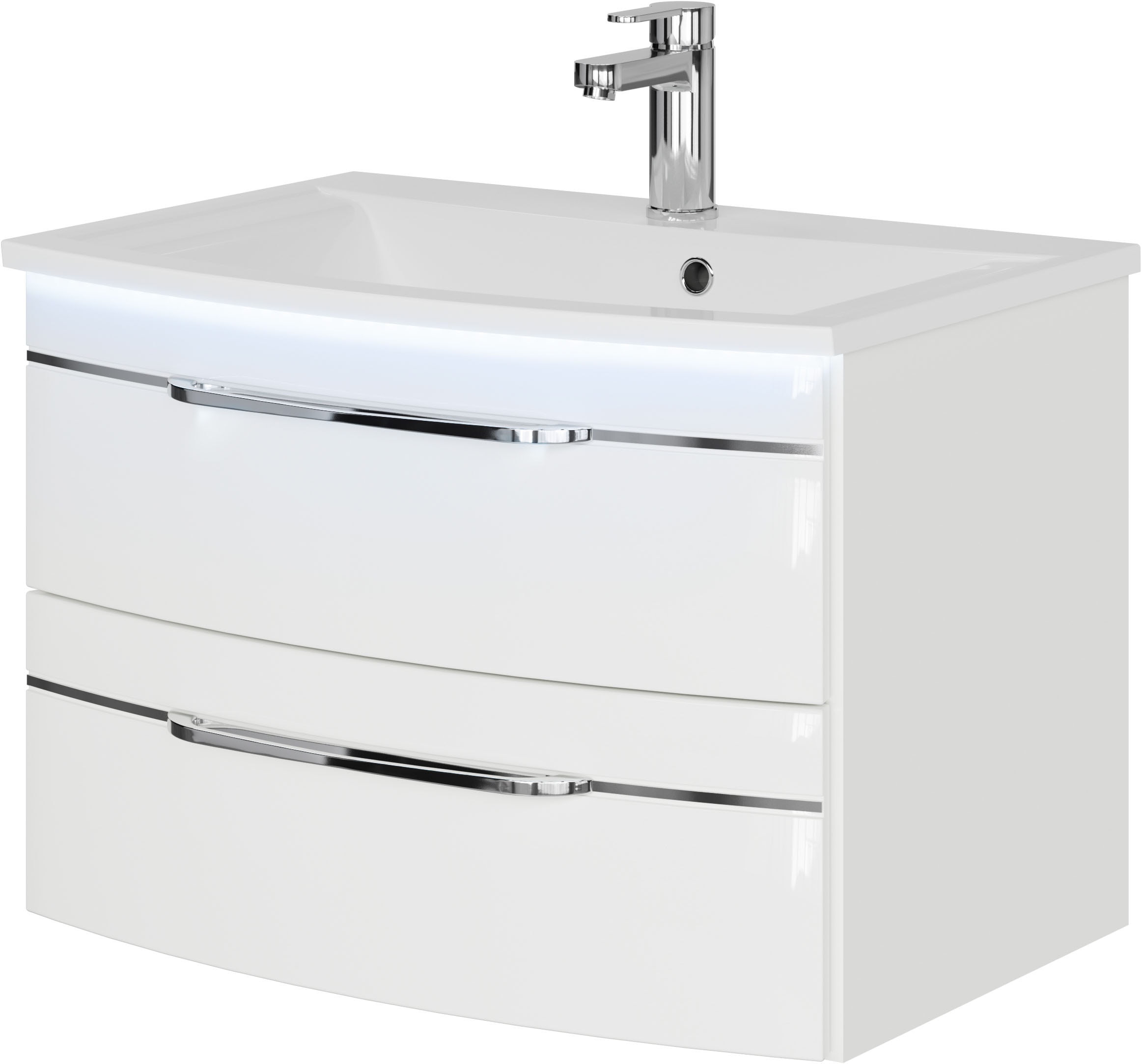 Saphir Waschtisch "Serie 7045 Mineralmarmor-Waschtisch und Unterschrank, 71,5 cm breit", Waschplatz mit 2 Schubladen, Ba