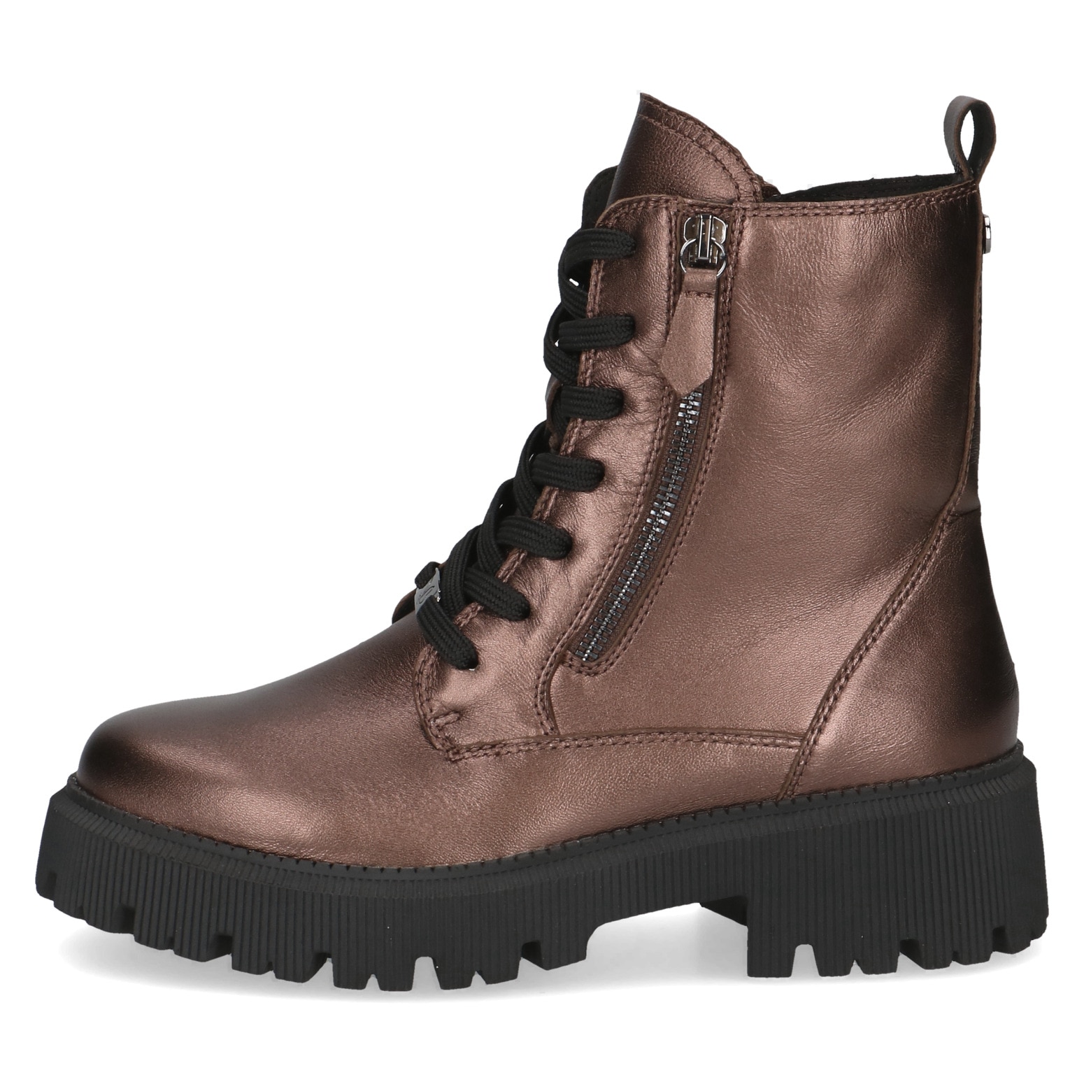 Caprice Schnürboots, Blockabsatz, Schnürstiefelette, Zierreißverschluss an der Außenseite