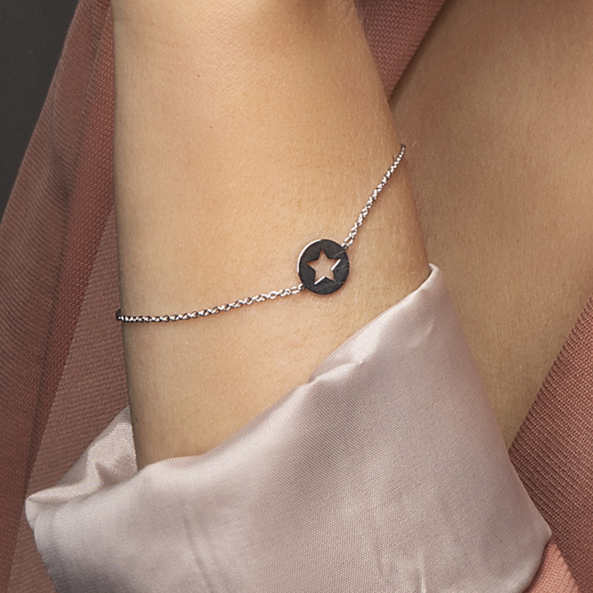 ONE ELEMENT Star Bracelet Round Anchor Chain 925 Silver 16 cm Silver 2