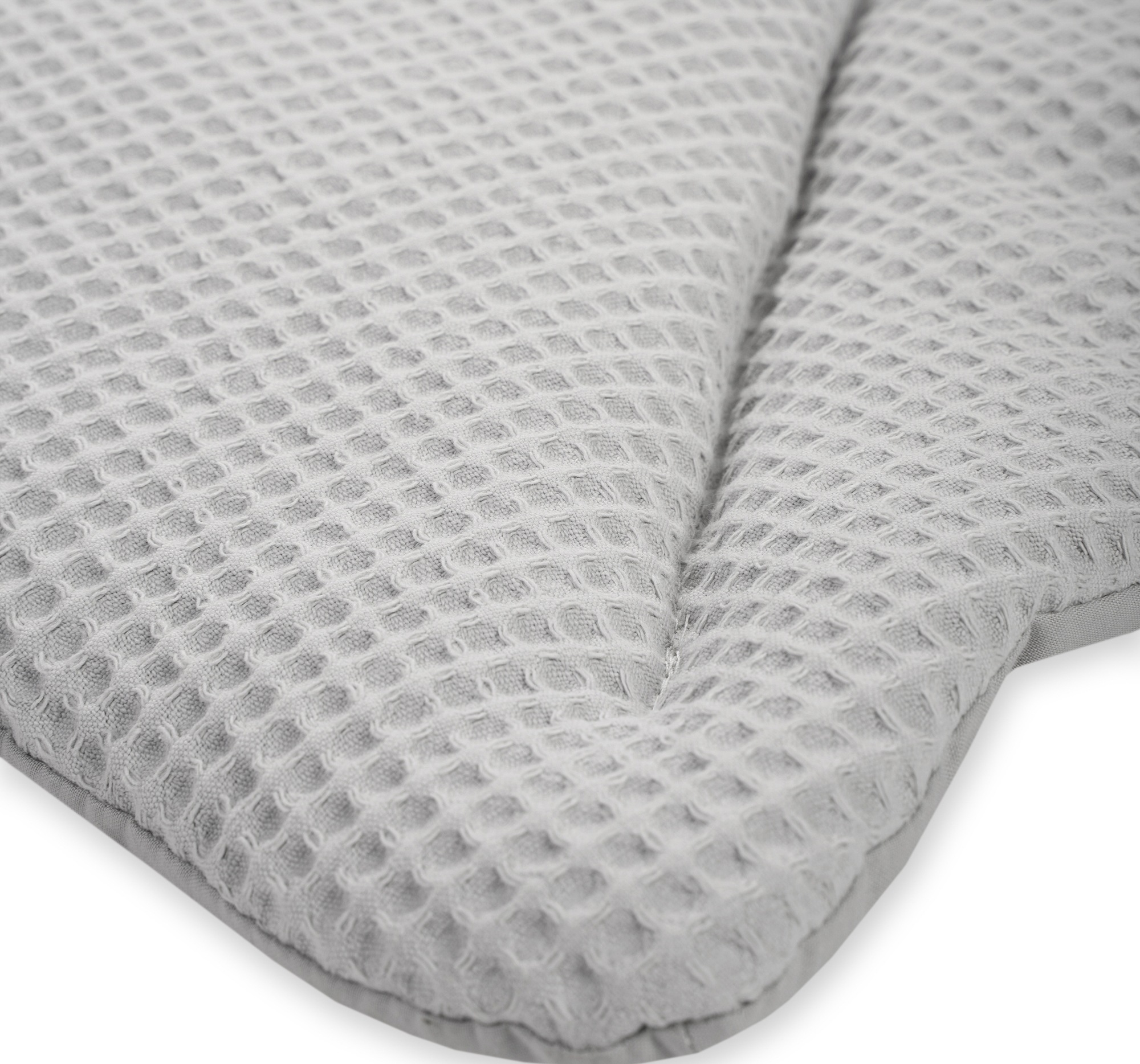 Thumbnail - Julius Zöllner Krabbeldecke "Blatt Waffelpiqué, Light grey", Made in Germany