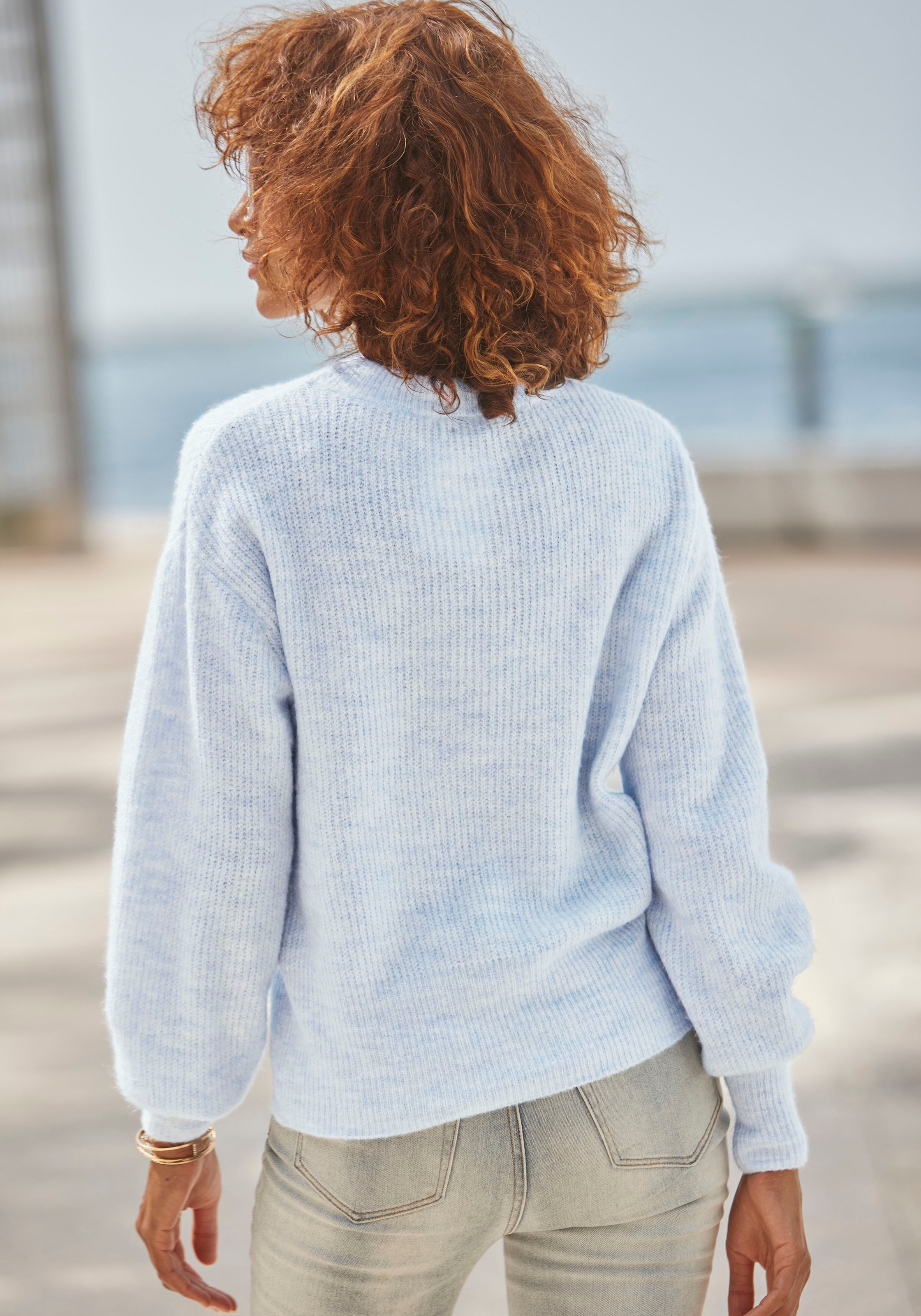 Thumbnail - LASCANA Strickpullover in Melange-Optik, lockerer Damenpullover, Basic